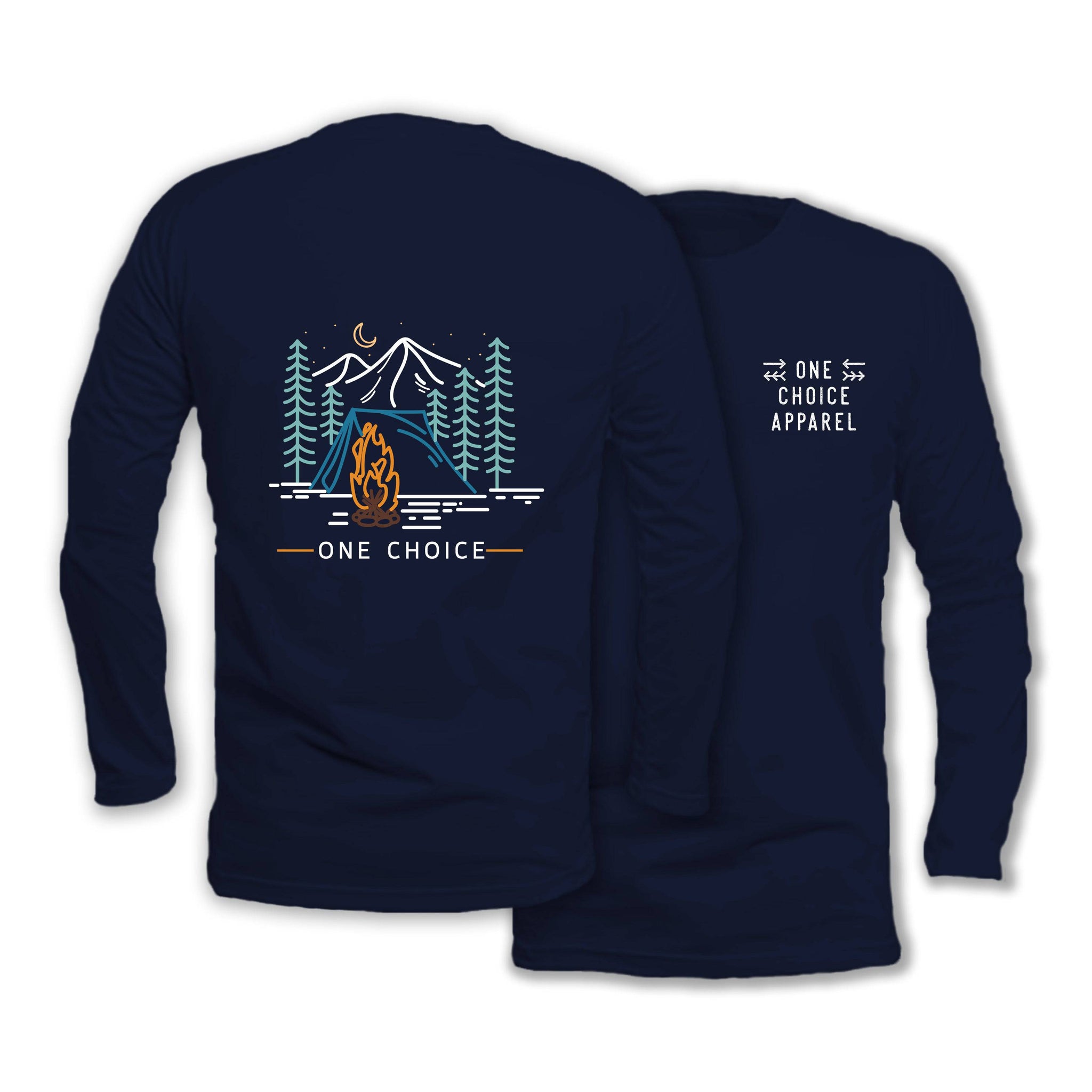 Bonfire Scene - Long Sleeve Organic Cotton T-Shirt - One Choice Apparel