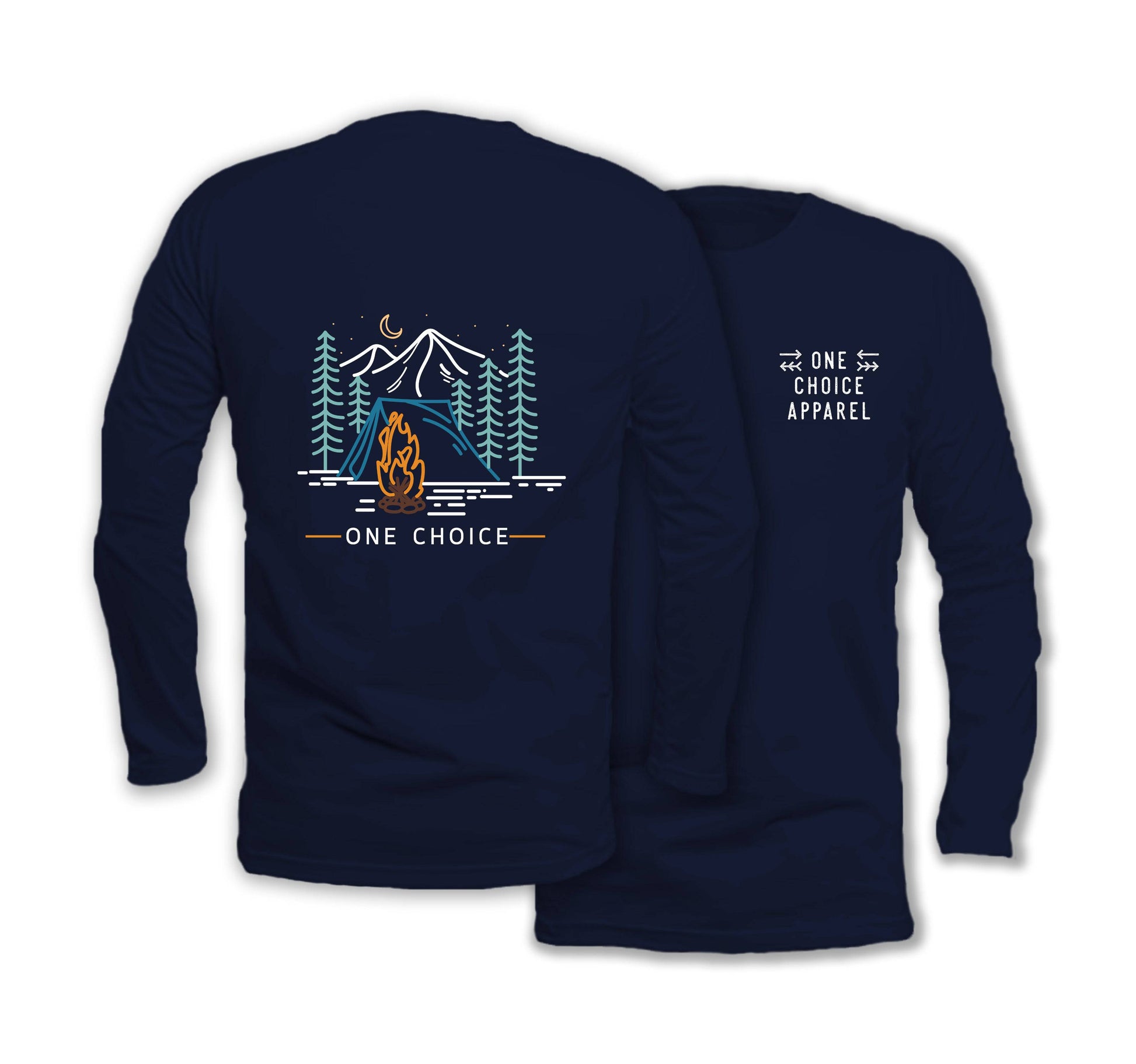 Bonfire Scene - Long Sleeve Organic Cotton T-Shirt - One Choice Apparel