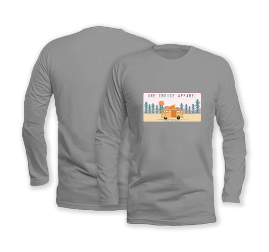 Campervan Scene - Long Sleeve Organic Cotton T-Shirt - Front Print - One Choice Apparel