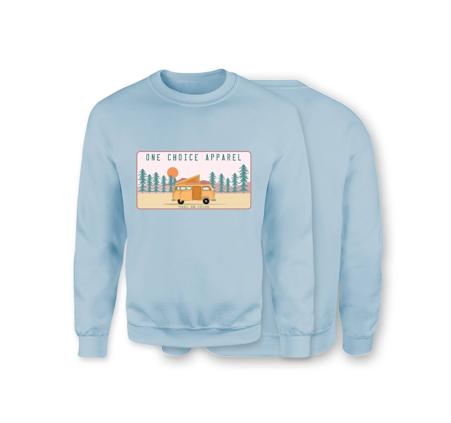 Campervan Scene Sweatshirt - Organic Cotton Sweatshirt - Front Print - One Choice Apparel