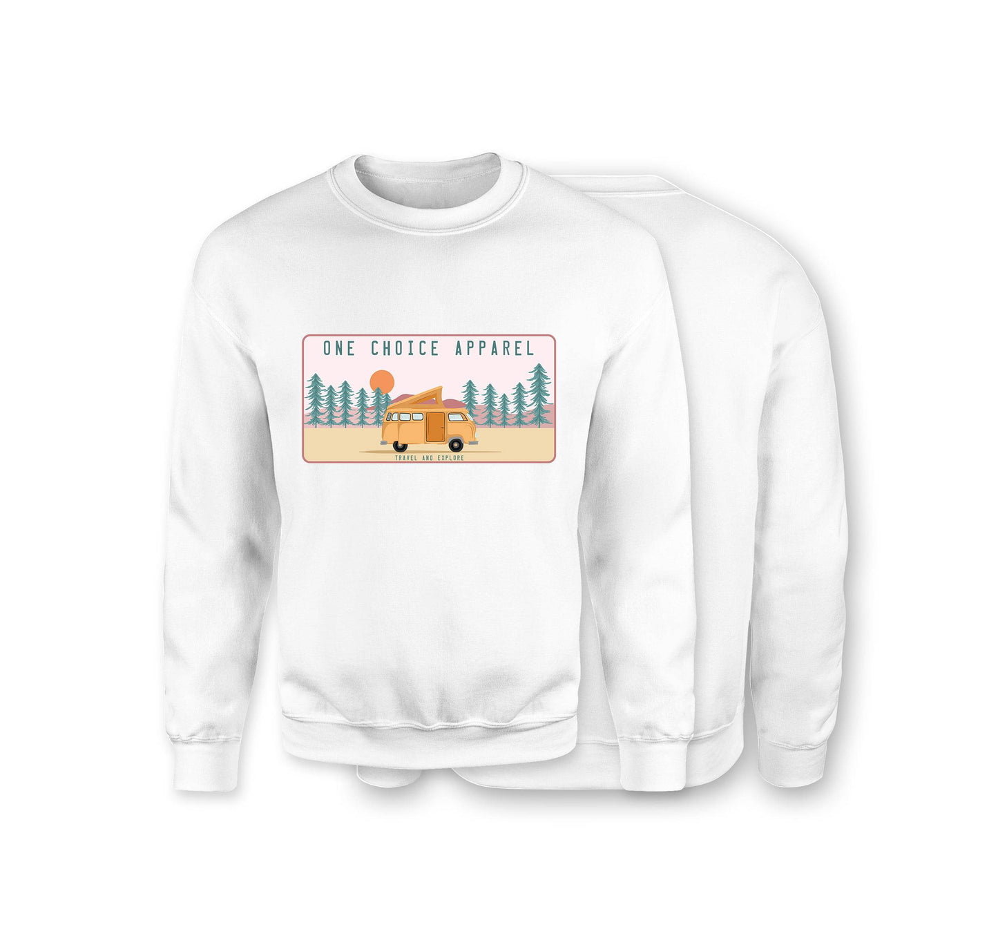 Campervan Scene Sweatshirt - Organic Cotton Sweatshirt - Front Print - One Choice Apparel