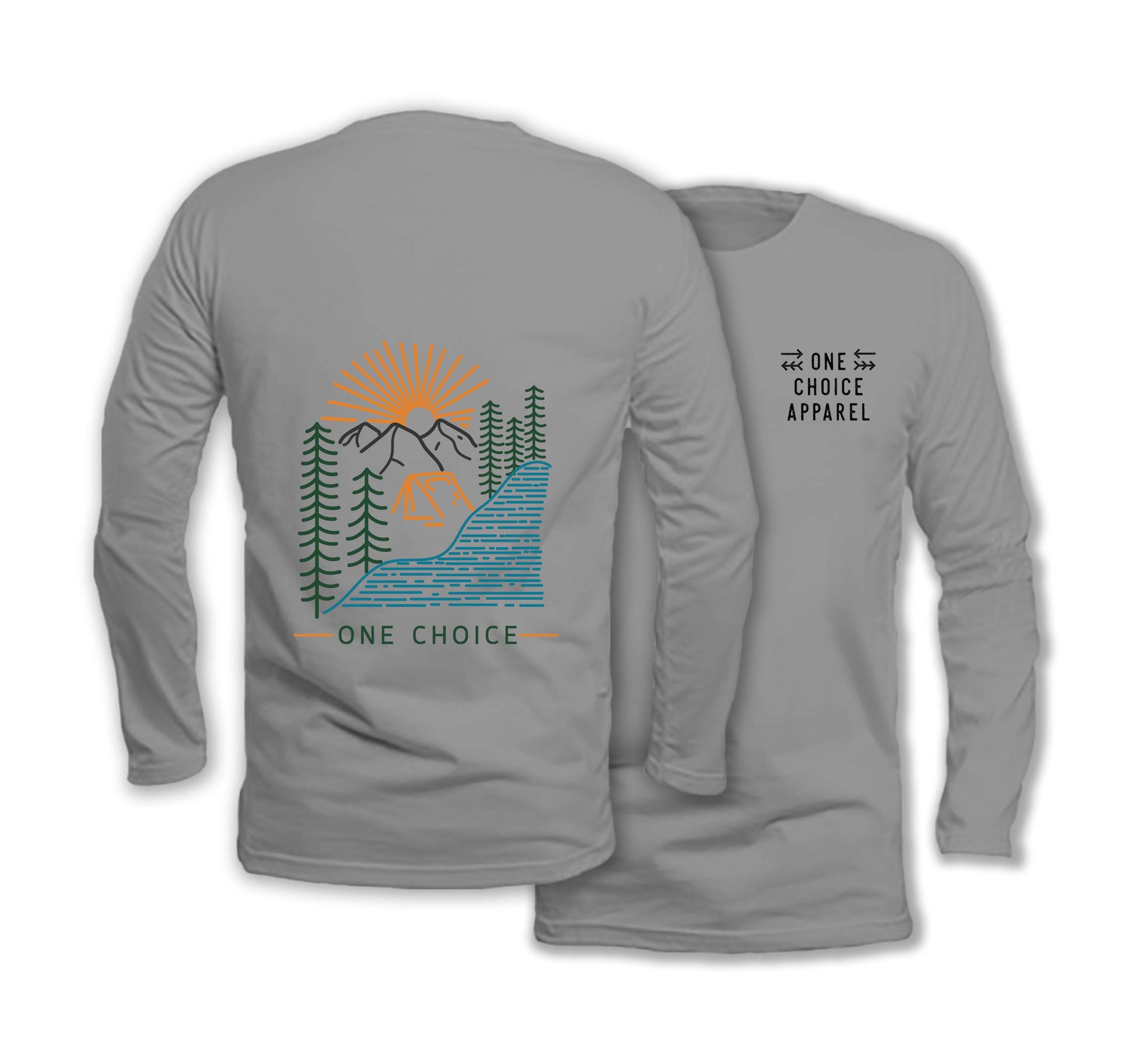 Camping Scene - Long Sleeve Organic Cotton T-Shirt - One Choice Apparel