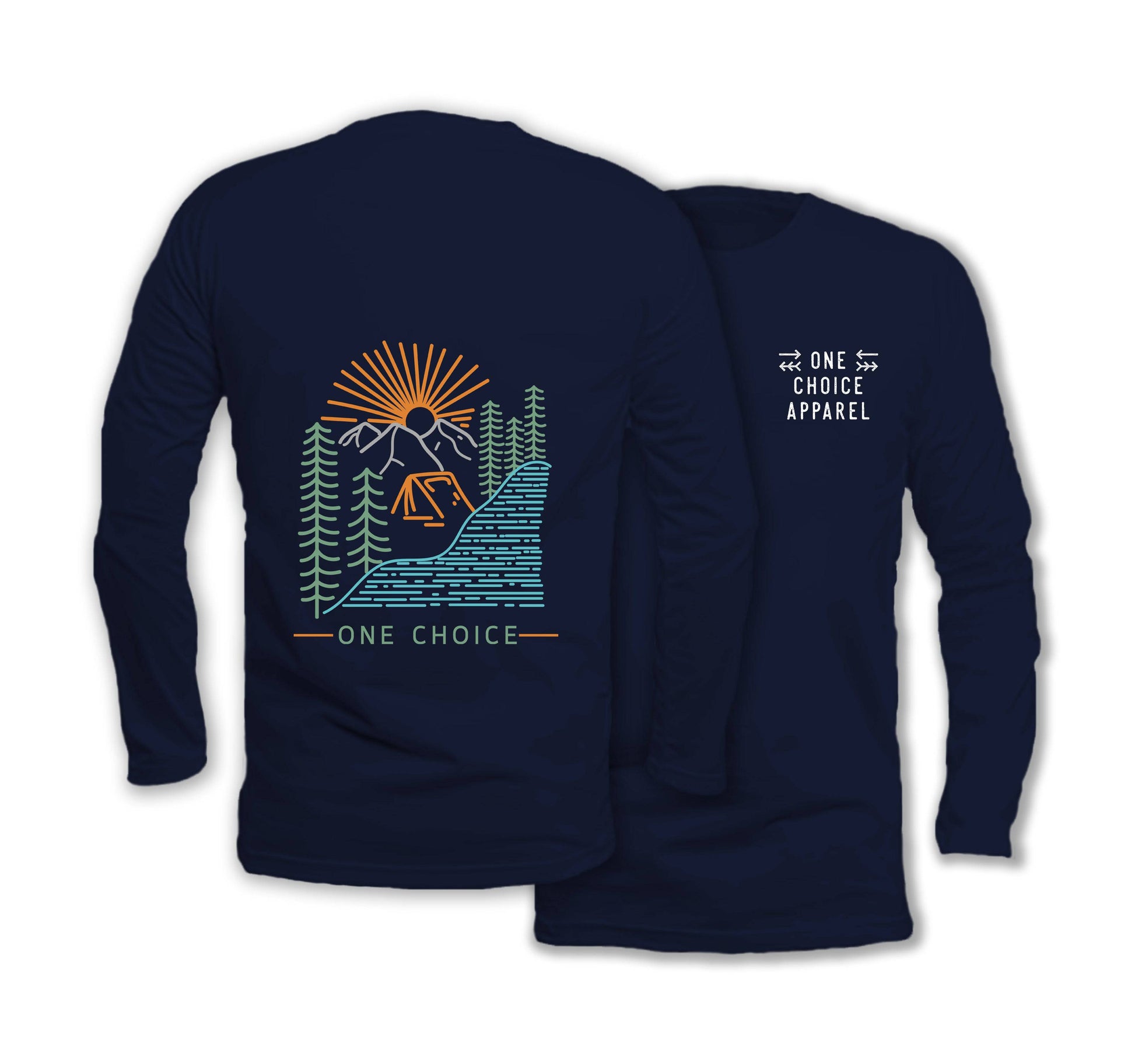 Camping Scene - Long Sleeve Organic Cotton T-Shirt - One Choice Apparel