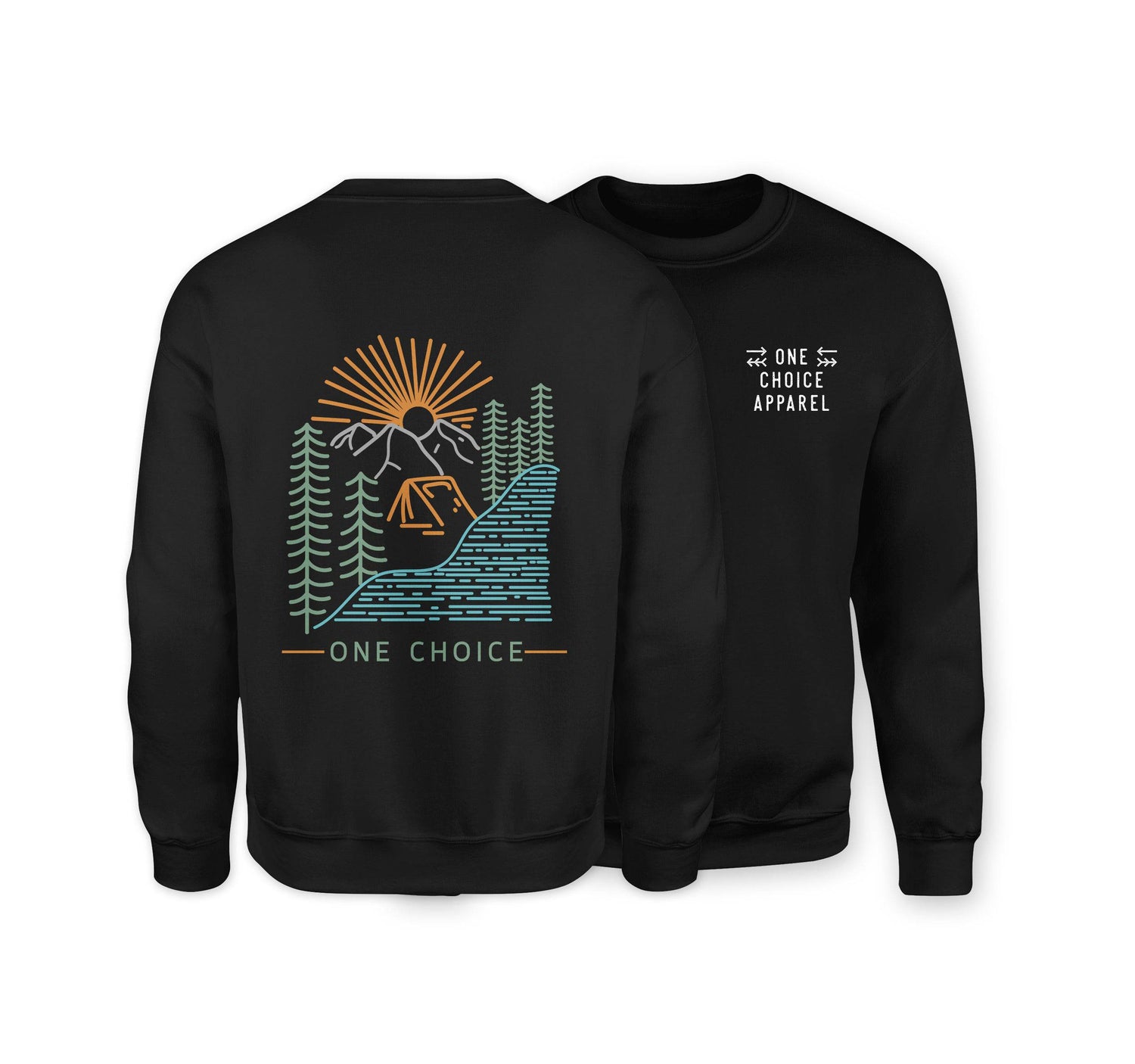 Camping Scene Sweatshirt - Organic Cotton Sweatshirt - One Choice Apparel
