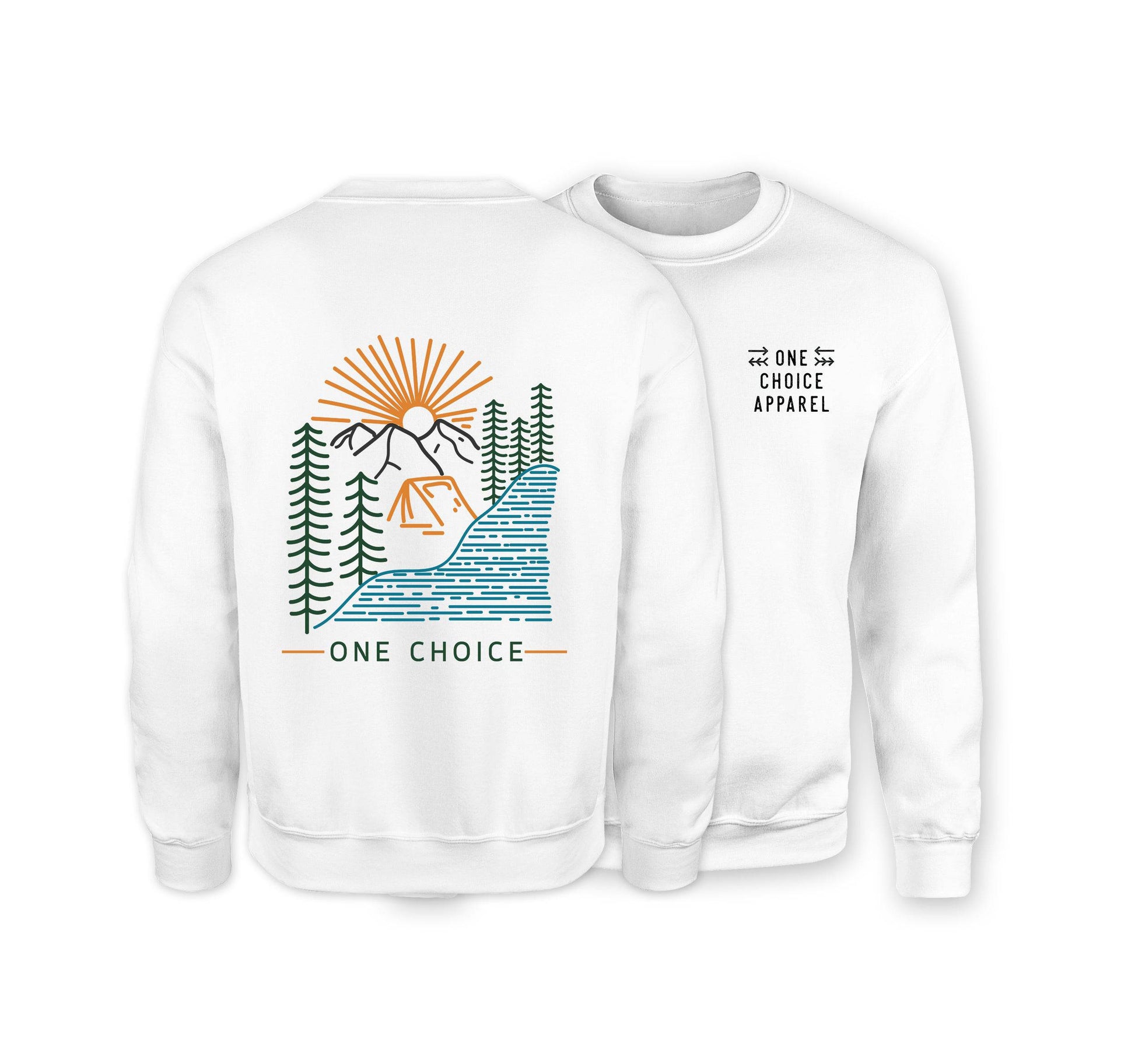 Camping Scene Sweatshirt - Organic Cotton Sweatshirt - One Choice Apparel