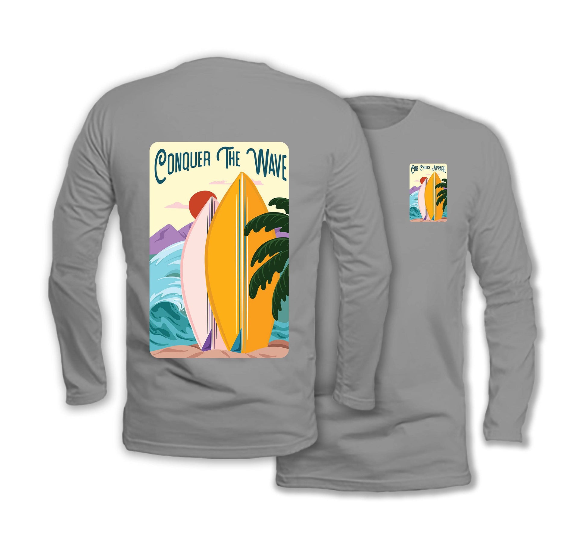 Conquer The Wave - Long Sleeve Organic Cotton T-Shirt - One Choice Apparel