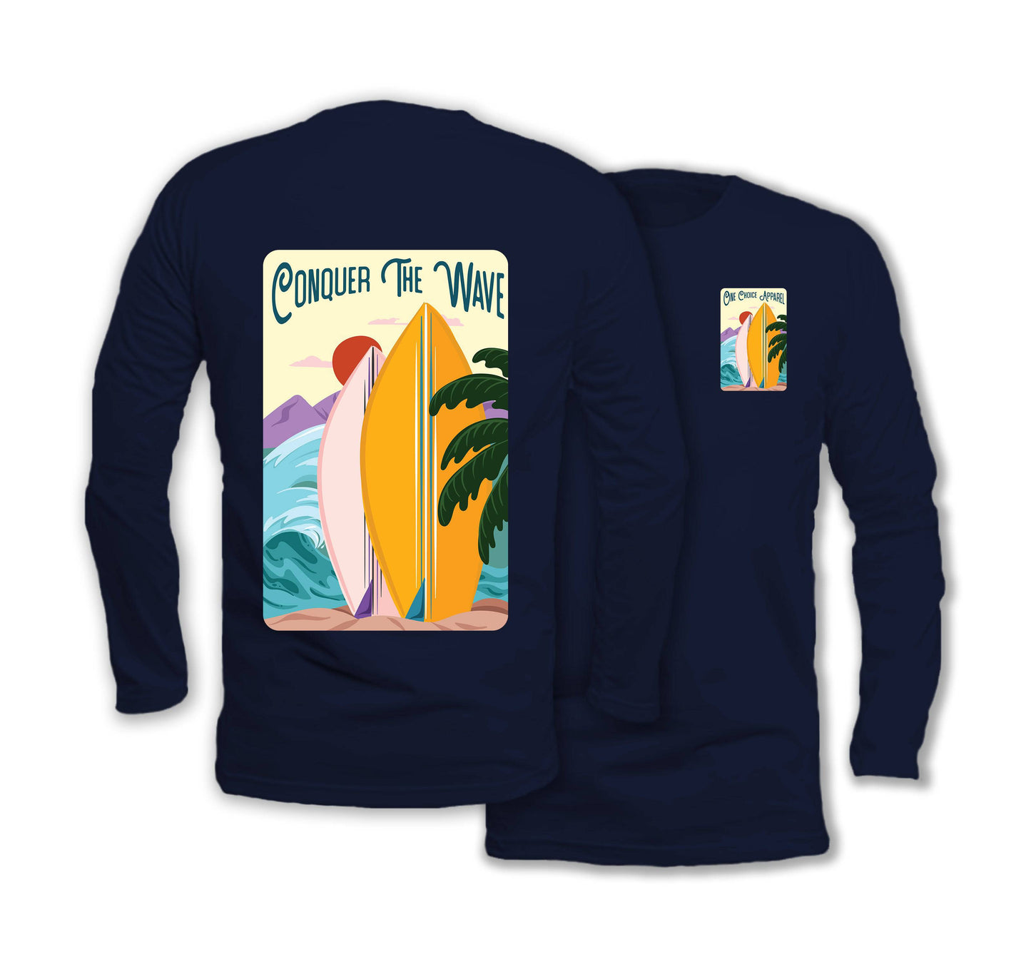 Conquer The Wave - Long Sleeve Organic Cotton T-Shirt - One Choice Apparel