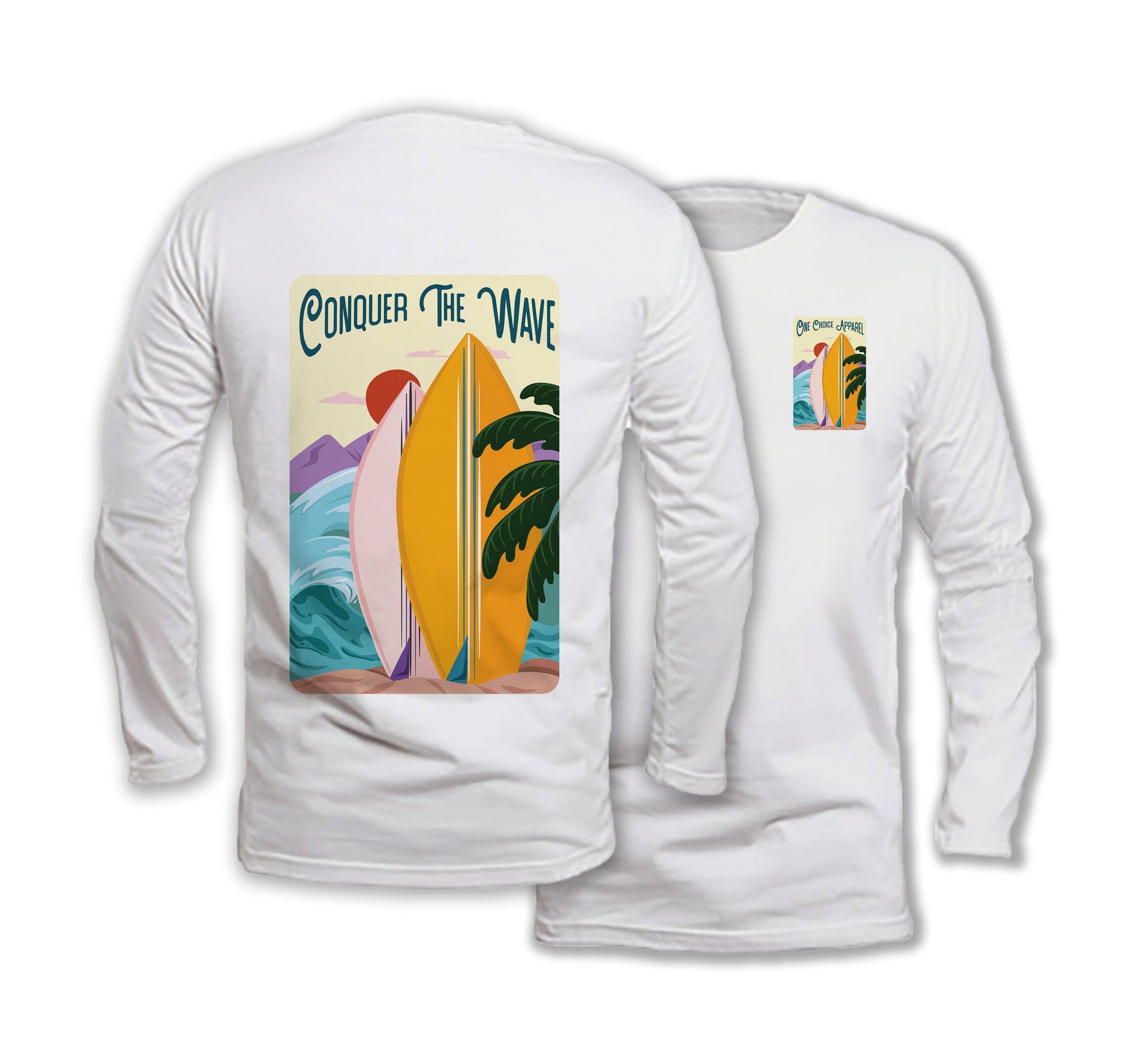 Conquer The Wave - Long Sleeve Organic Cotton T-Shirt - One Choice Apparel