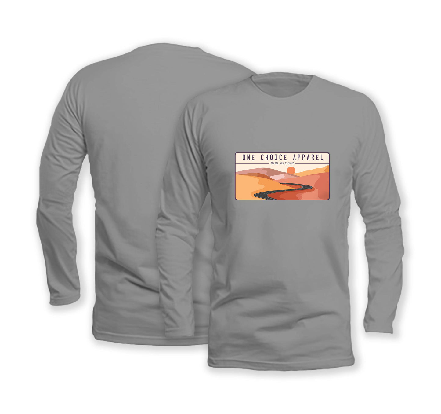 Desert Scene - Long Sleeve Organic Cotton T-Shirt - Front Print - One Choice Apparel