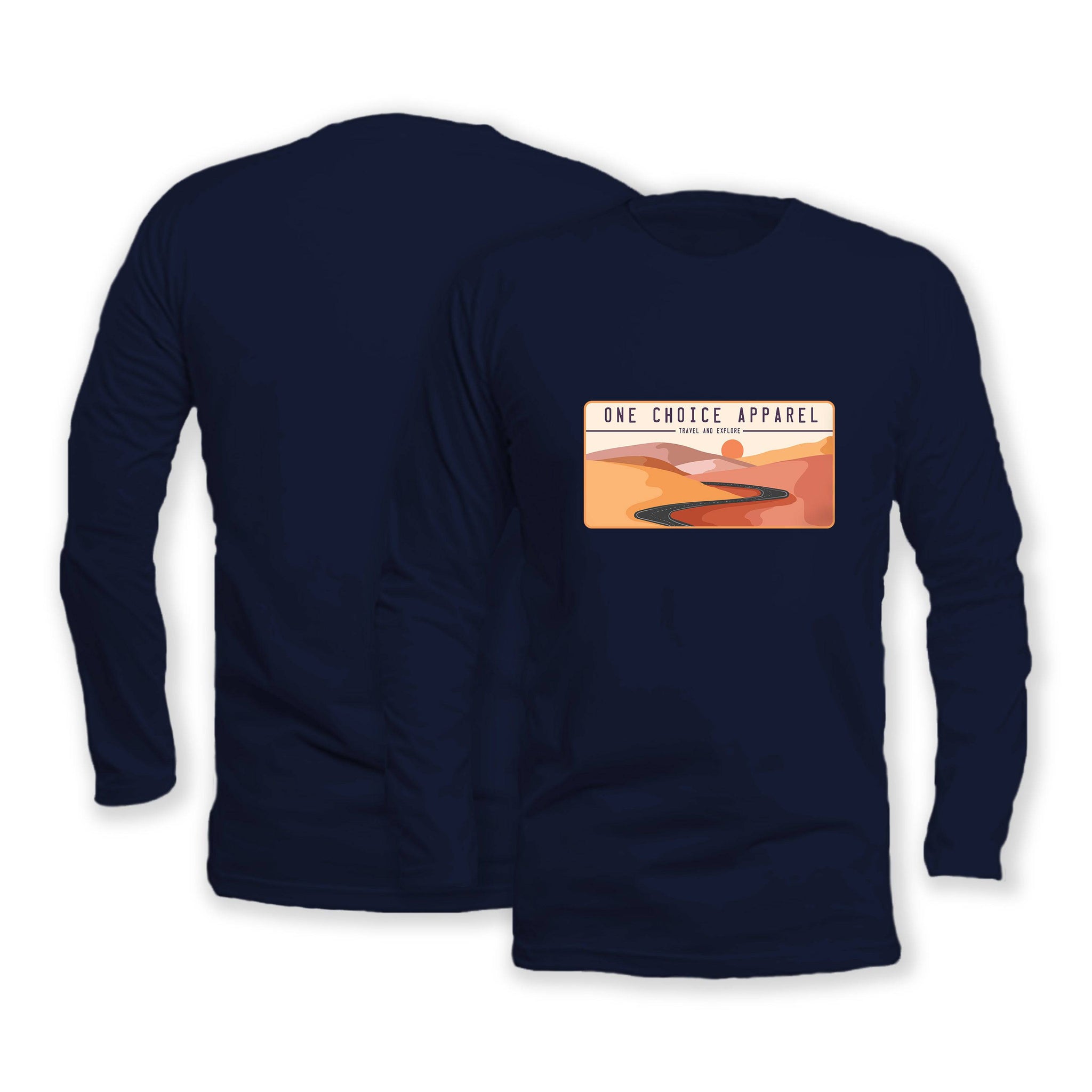 Desert Scene - Long Sleeve Organic Cotton T-Shirt - Front Print - One Choice Apparel