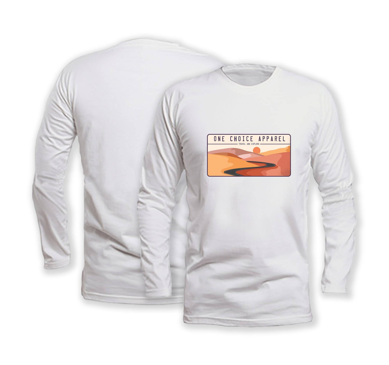 Desert Scene - Long Sleeve Organic Cotton T-Shirt - Front Print - One Choice Apparel
