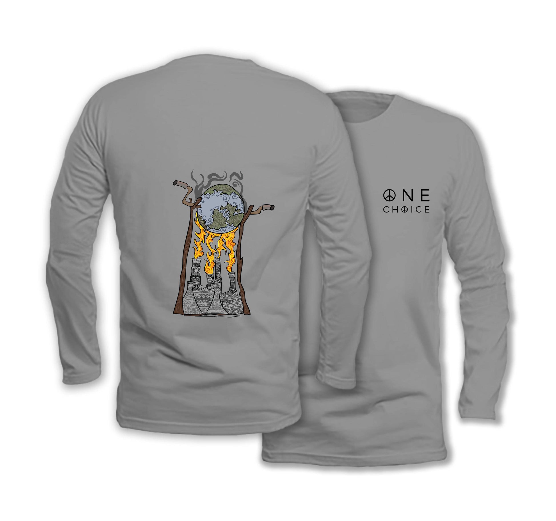 Earth Roast - Long Sleeve Organic Cotton T-Shirt - One Choice Apparel