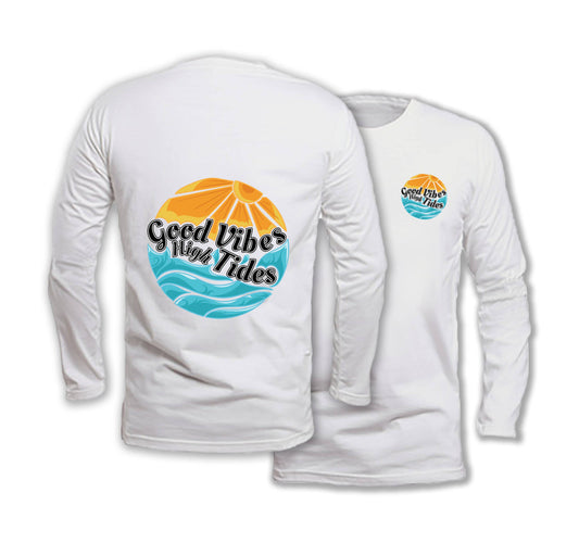 Good Vibes With High Tides - Long Sleeve Organic Cotton T-Shirt - One Choice Apparel