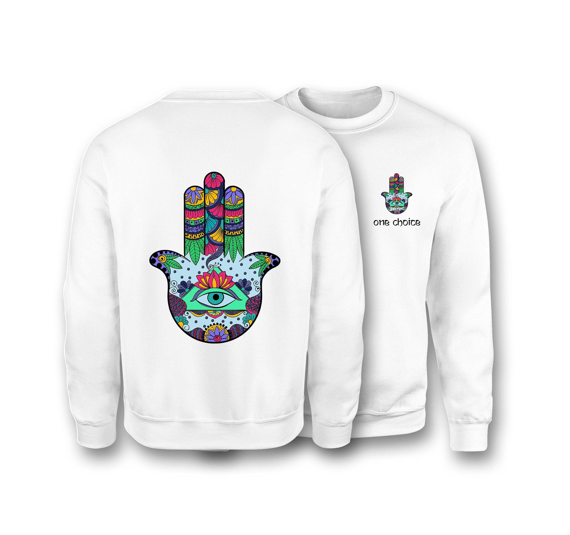 Hamsa Symbol Sweatshirt - Organic Cotton Sweatshirt - One Choice Apparel