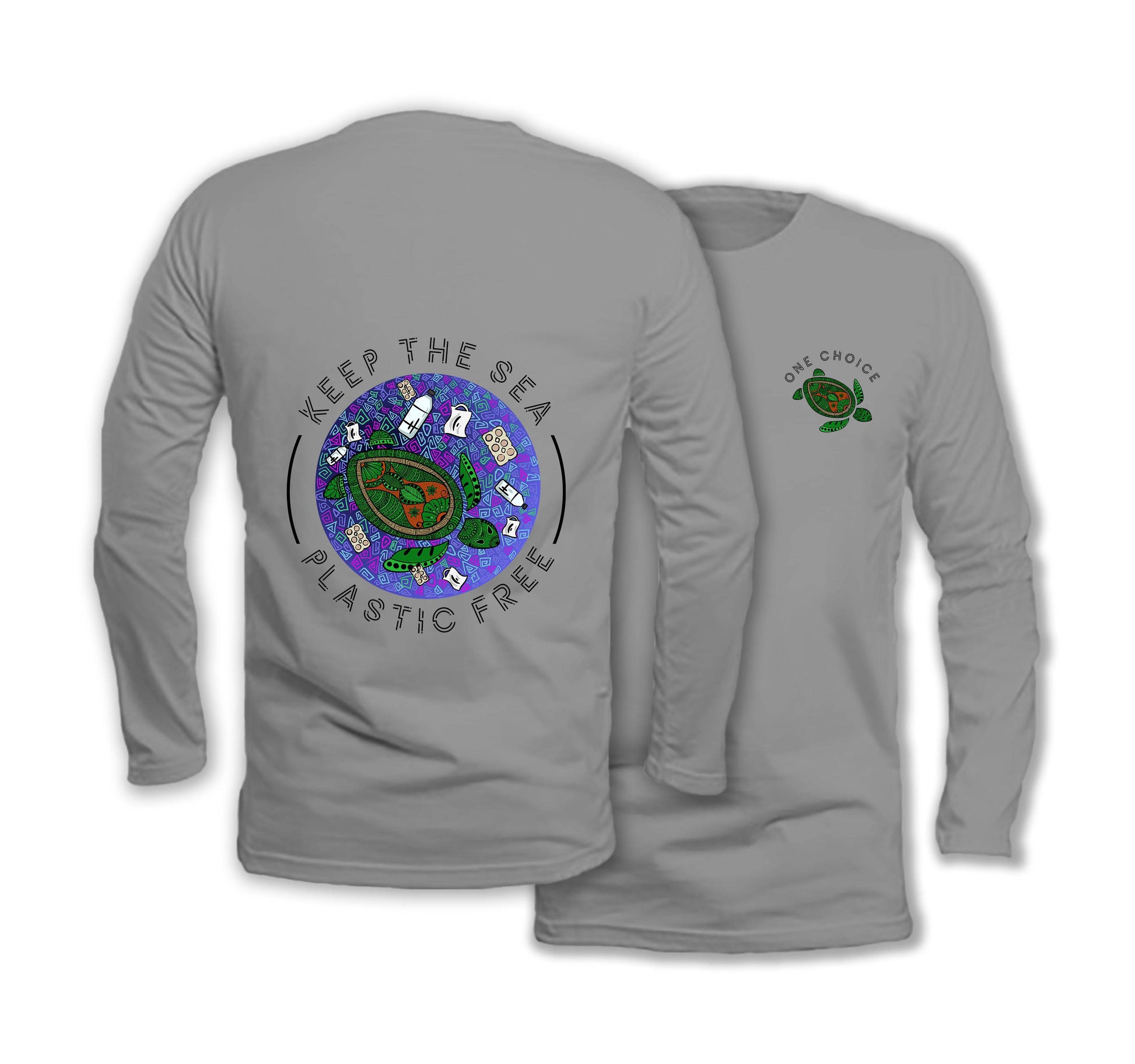 Keep the sea plastic free - Long Sleeve Organic Cotton T-Shirt - One Choice Apparel