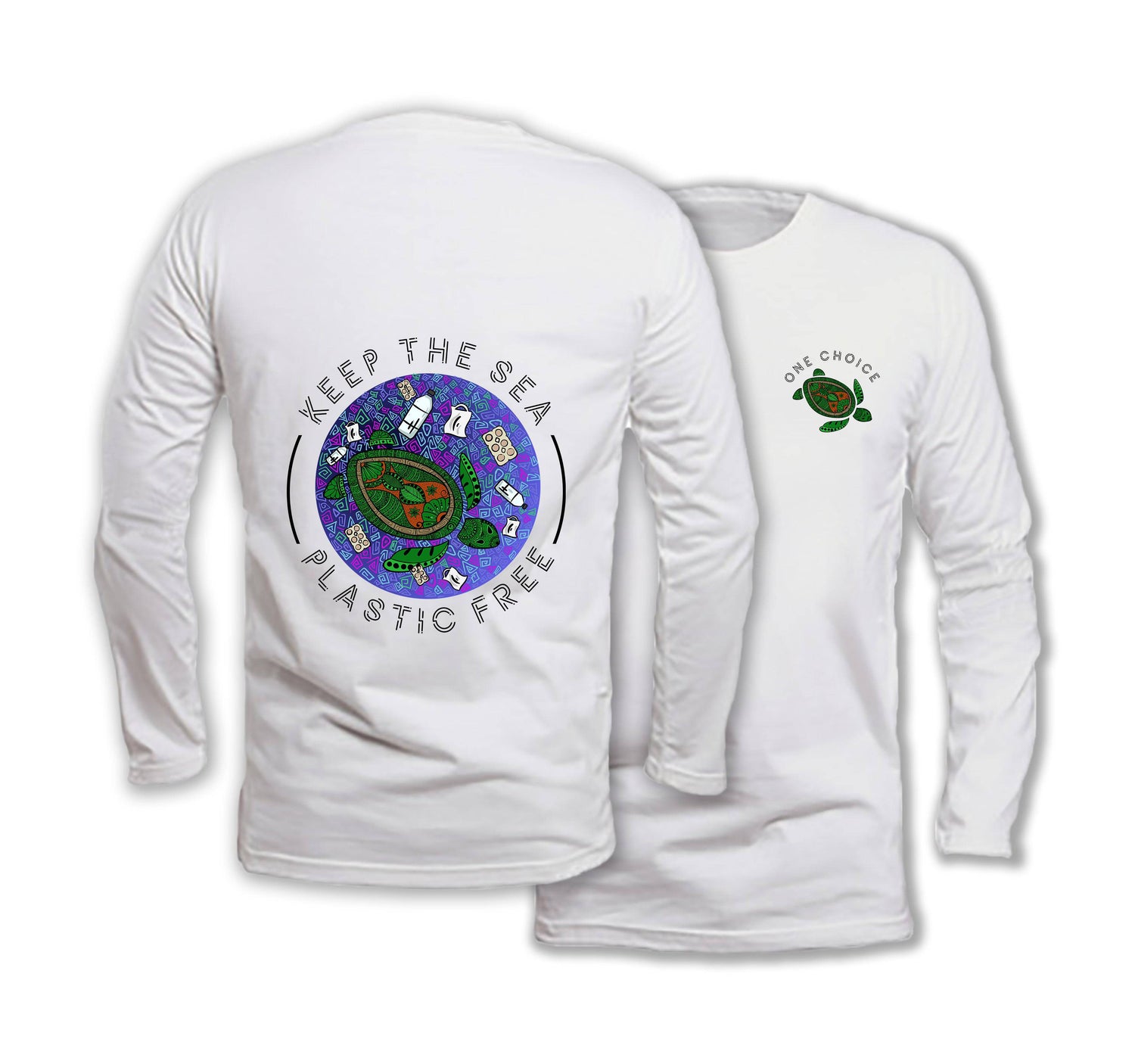 Keep the sea plastic free - Long Sleeve Organic Cotton T-Shirt - One Choice Apparel