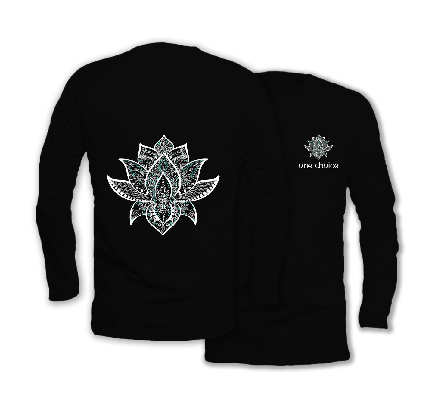 Lotus Symbol - Long Sleeve Organic Cotton T-Shirt - One Choice Apparel