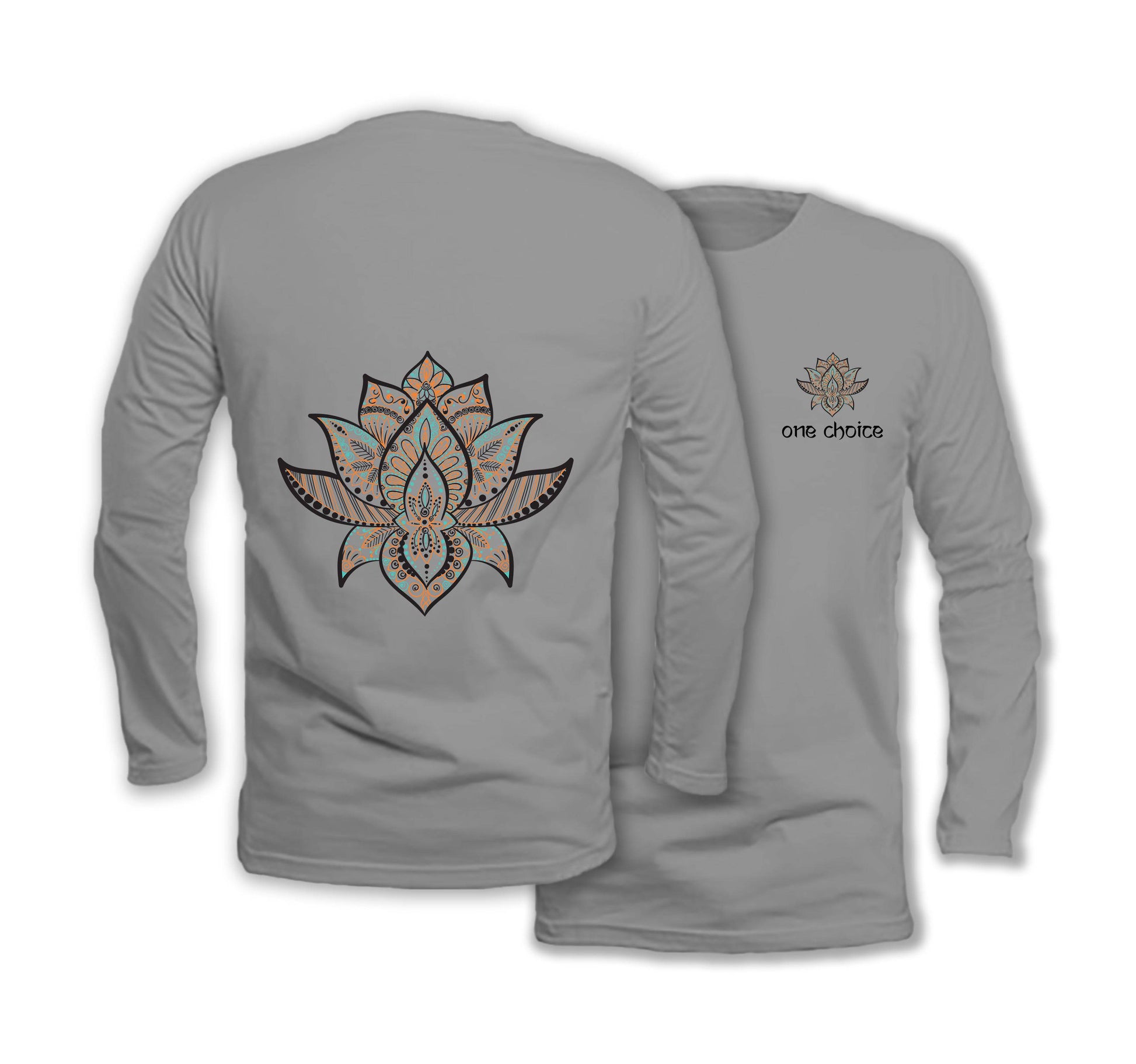 Lotus Symbol - Long Sleeve Organic Cotton T-Shirt - One Choice Apparel