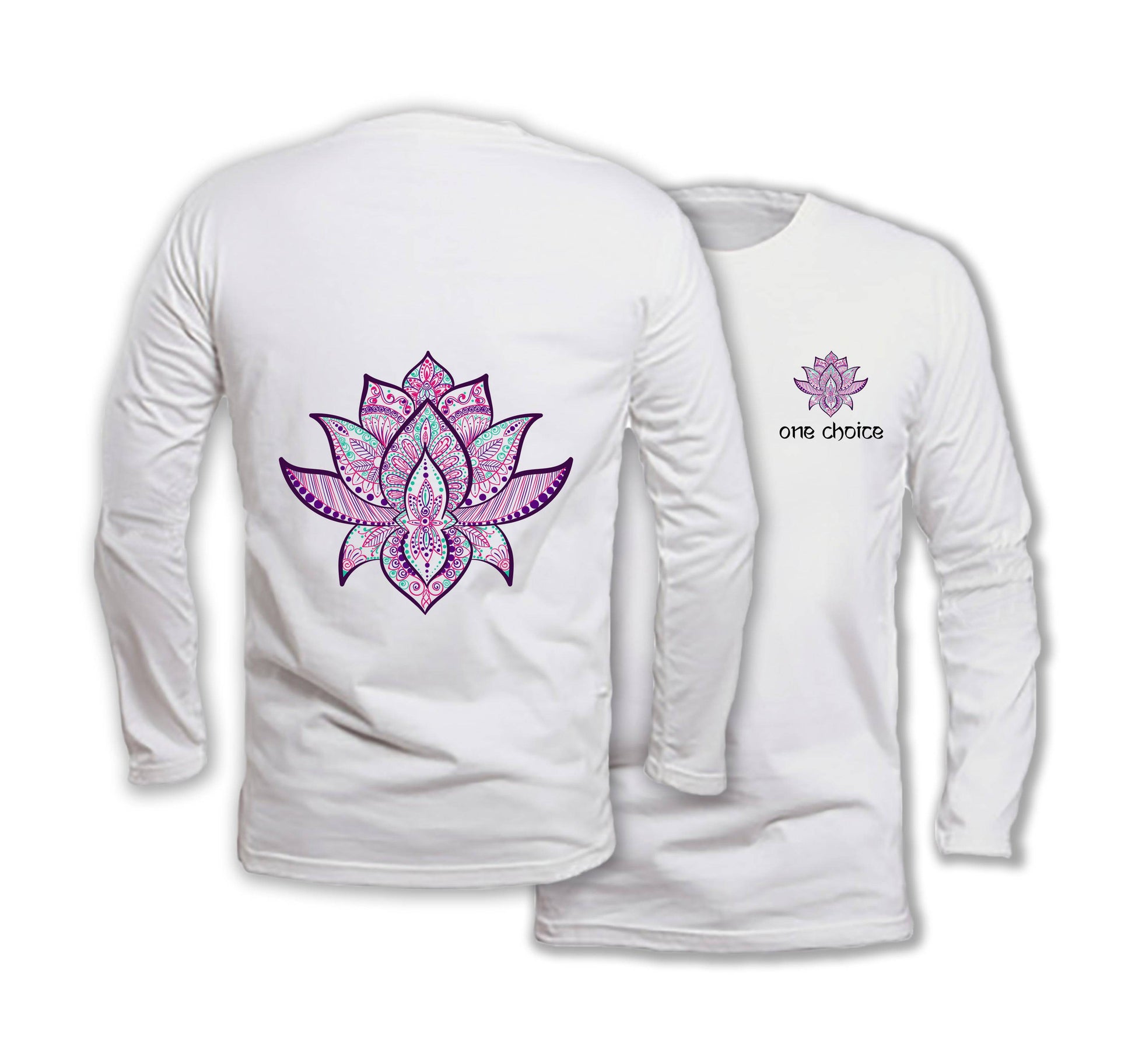 Lotus Symbol - Long Sleeve Organic Cotton T-Shirt - One Choice Apparel