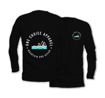 Mountain & Ocean - Long Sleeve Organic Cotton T-Shirt - One Choice Apparel