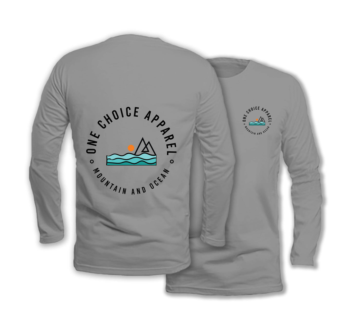 Mountain & Ocean - Long Sleeve Organic Cotton T-Shirt - One Choice Apparel