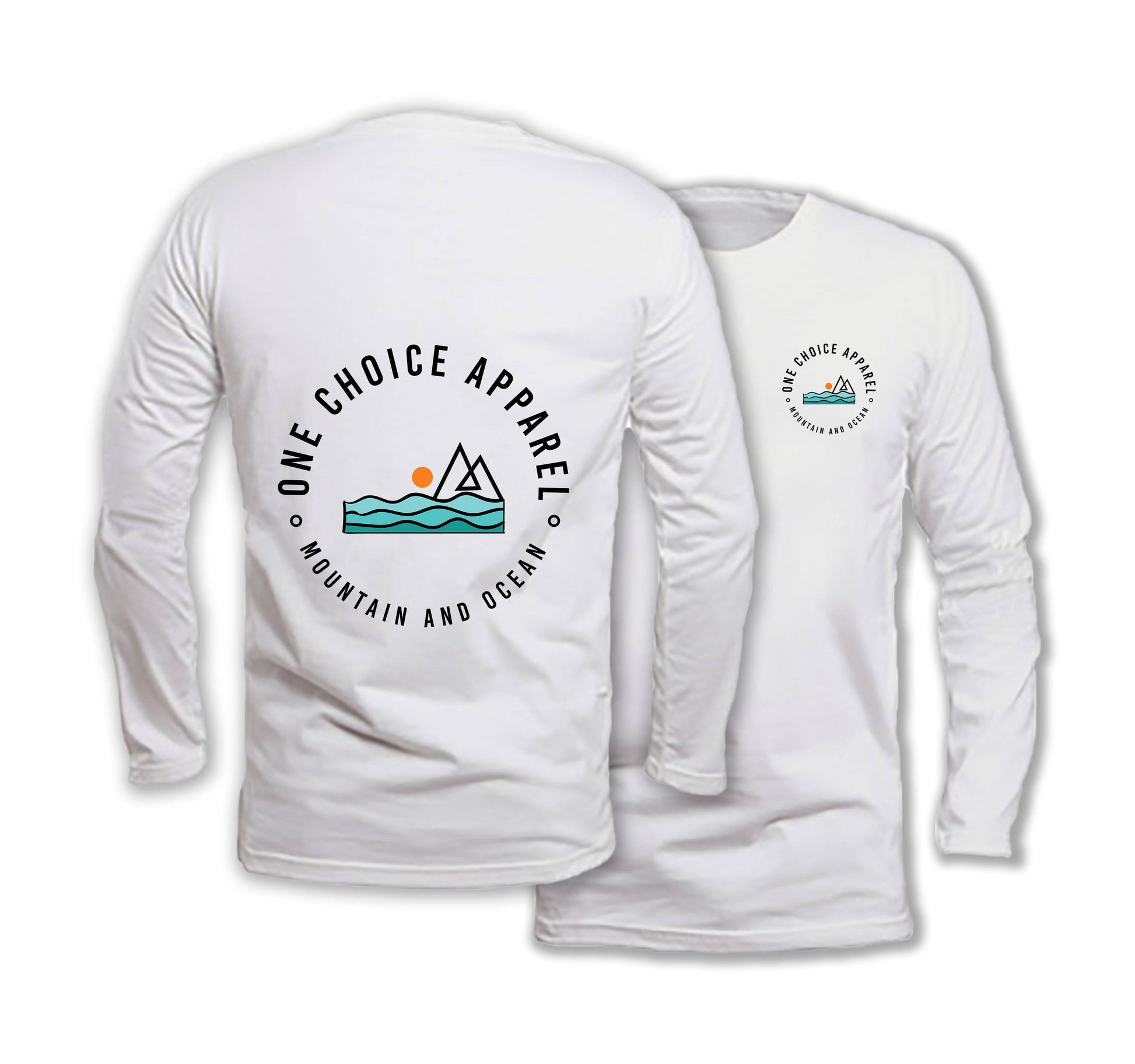 Mountain & Ocean - Long Sleeve Organic Cotton T-Shirt - One Choice Apparel