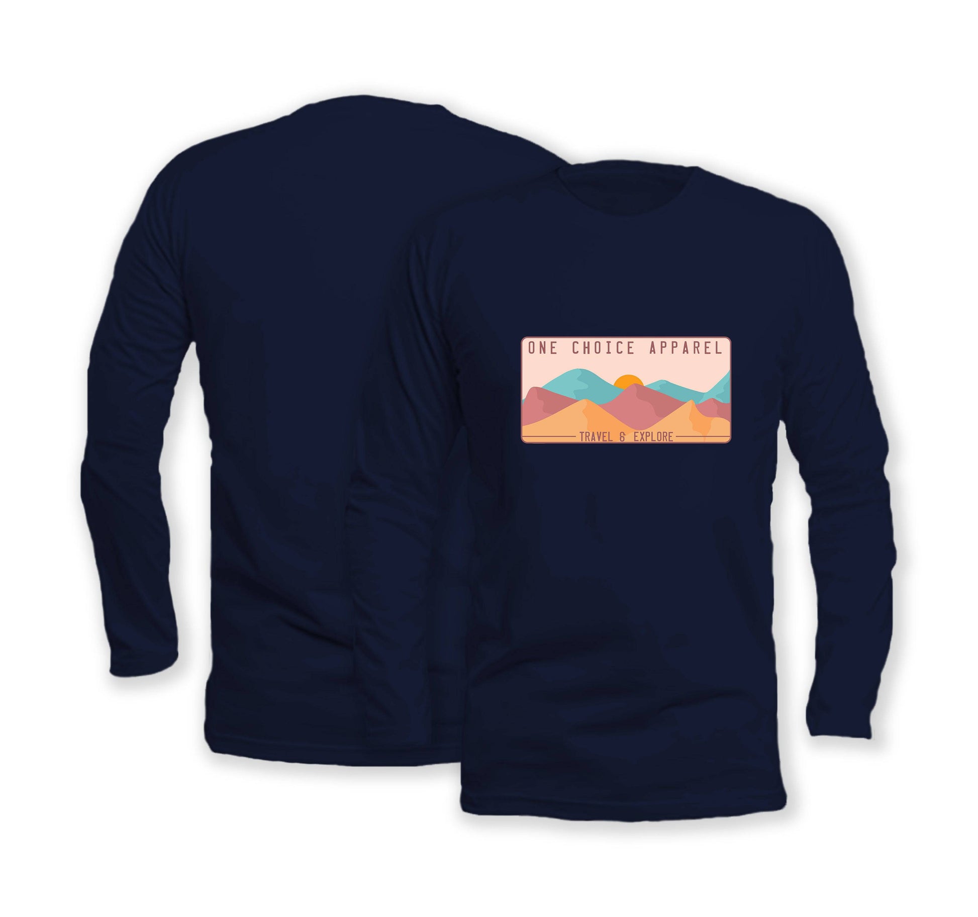 Mountain Scene - Long Sleeve Organic Cotton T-Shirt - Front Print - One Choice Apparel