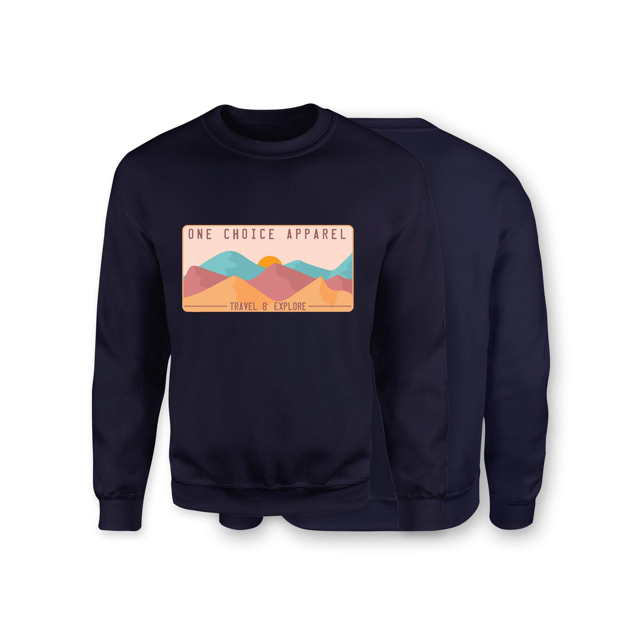 Mountain Scene Sweatshirt - Organic Cotton Sweatshirt - Front Print - One Choice Apparel