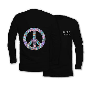 Patterned Peace - Long Sleeve Organic Cotton T-Shirt - One Choice Apparel