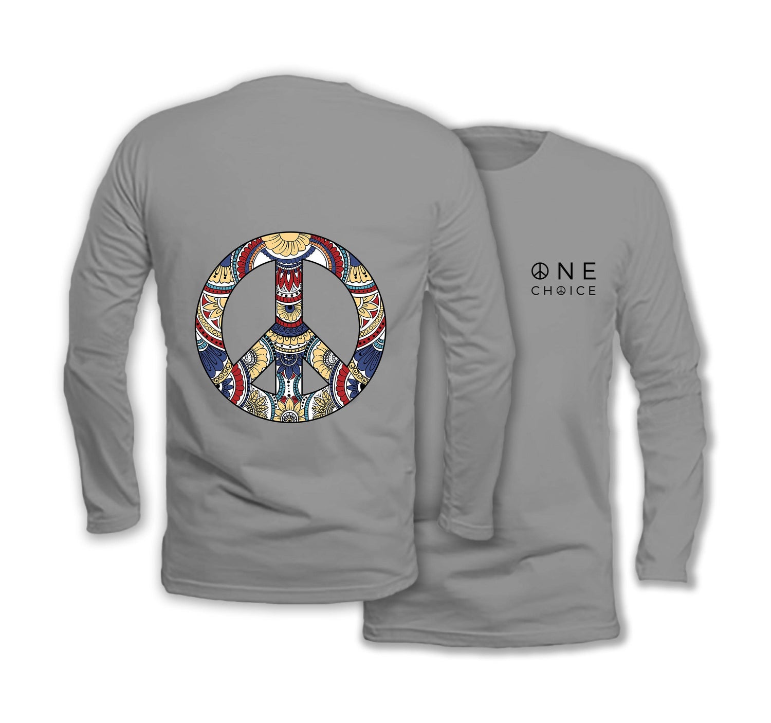 Patterned Peace - Long Sleeve Organic Cotton T-Shirt - One Choice Apparel