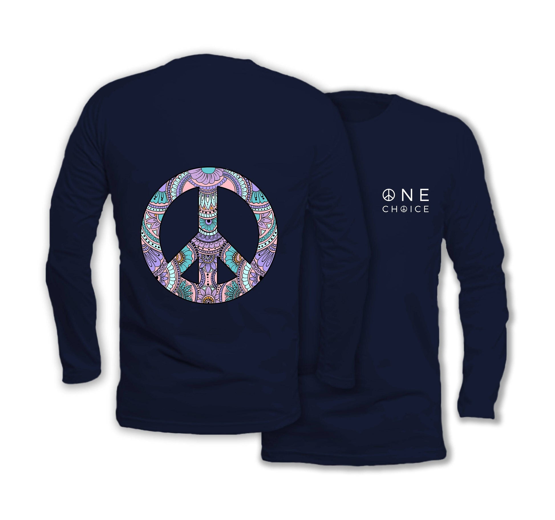 Patterned Peace - Long Sleeve Organic Cotton T-Shirt - One Choice Apparel