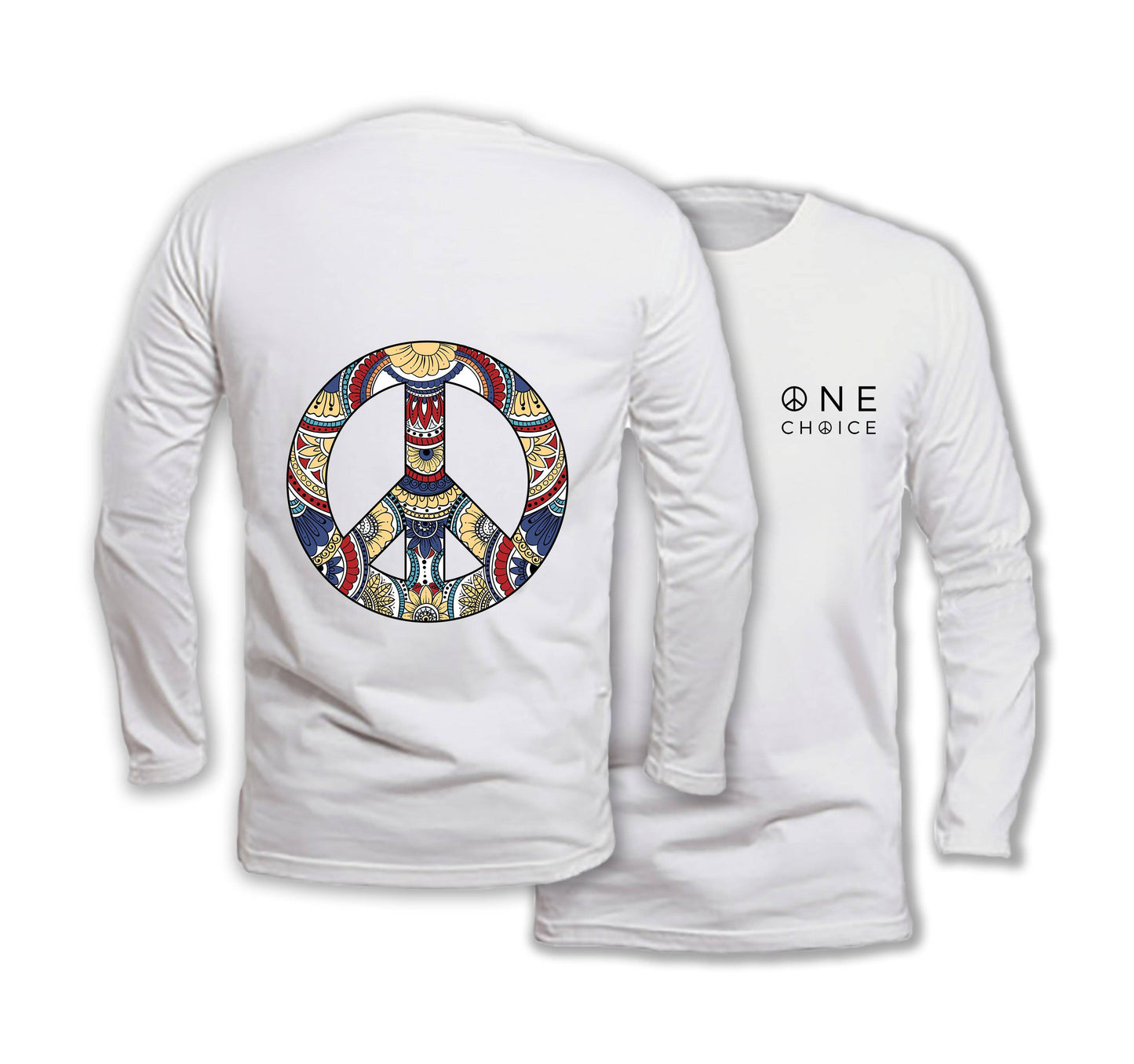 Patterned Peace - Long Sleeve Organic Cotton T-Shirt - One Choice Apparel
