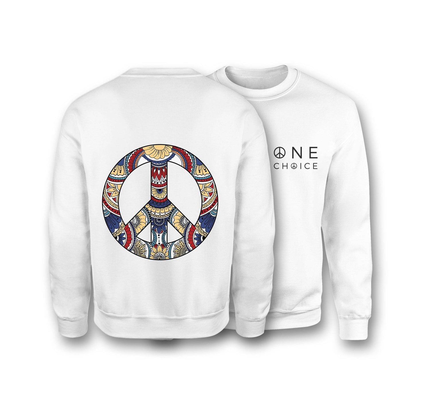 Patterned Peace Sign - Organic Cotton Sweatshirt - One Choice Apparel