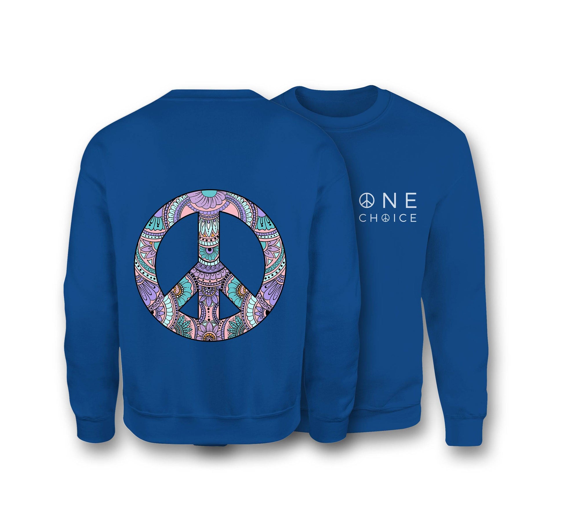 Patterned Peace Sign - Organic Cotton Sweatshirt - One Choice Apparel