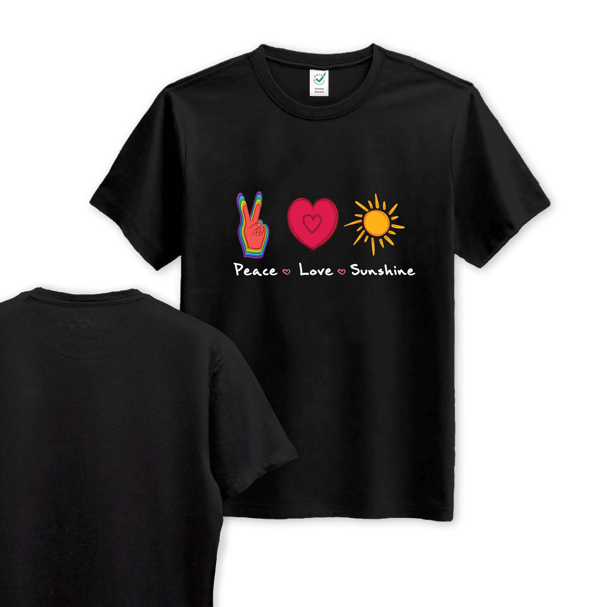 Peace Love & Sunshine - Front Print - Organic Cotton Tee - One Choice Apparel