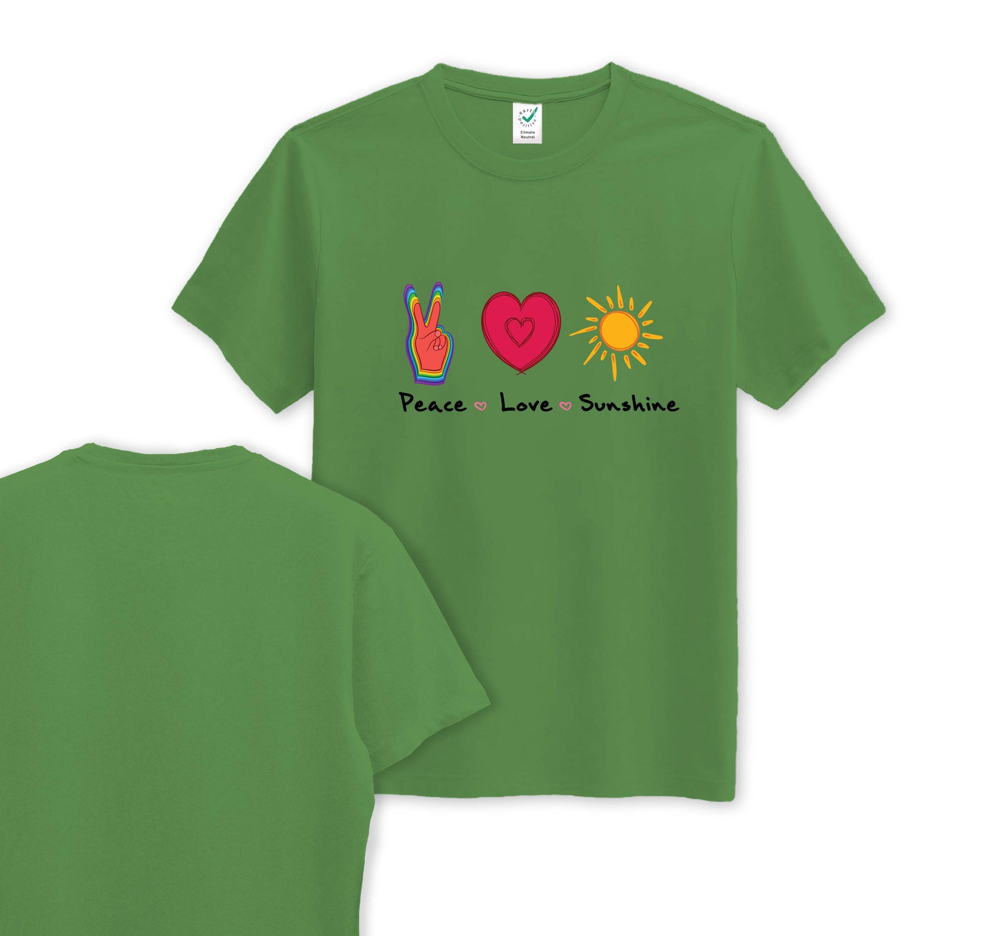 Peace Love & Sunshine - Front Print - Organic Cotton Tee - One Choice Apparel