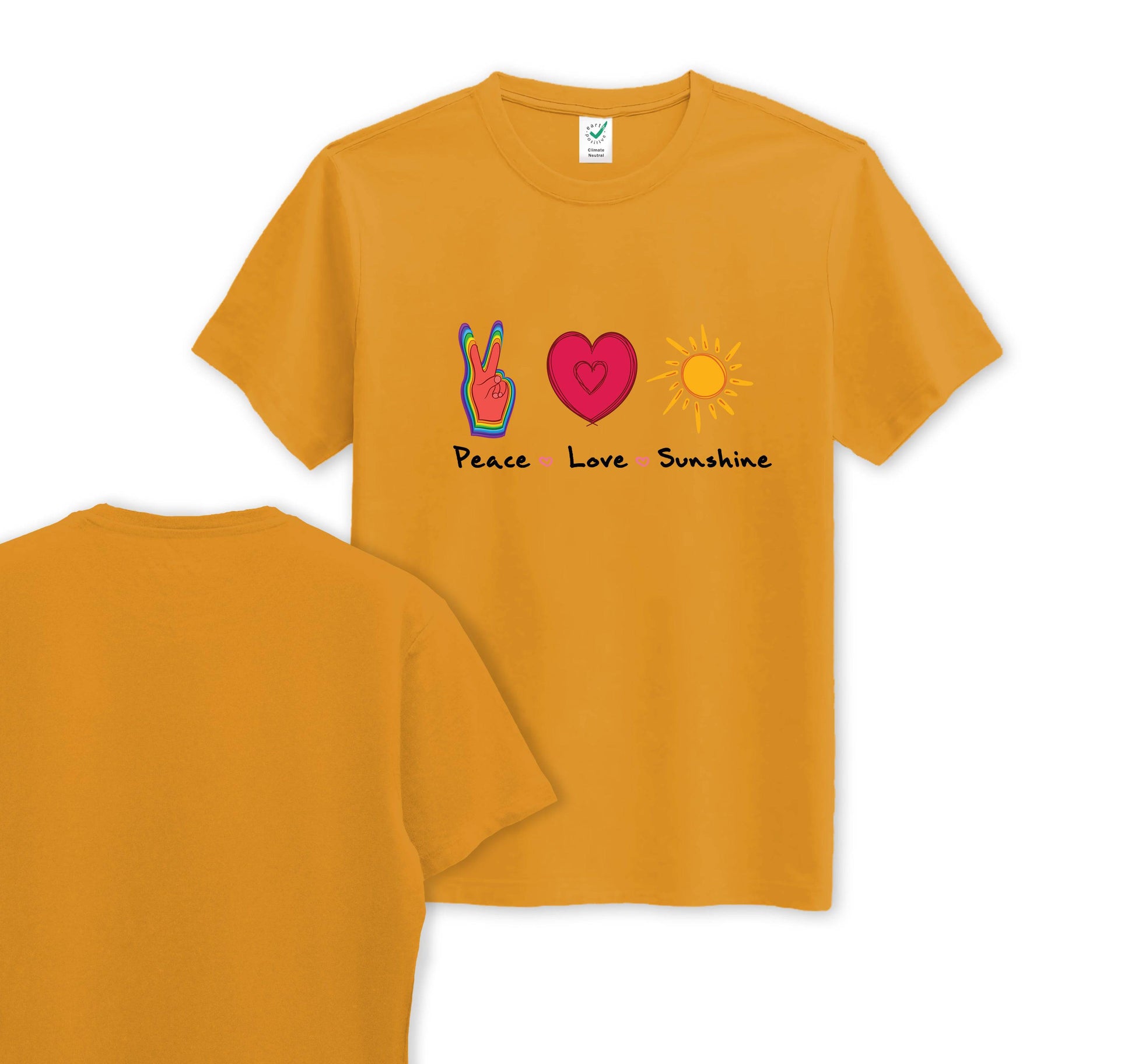 Peace Love & Sunshine - Front Print - Organic Cotton Tee - One Choice Apparel