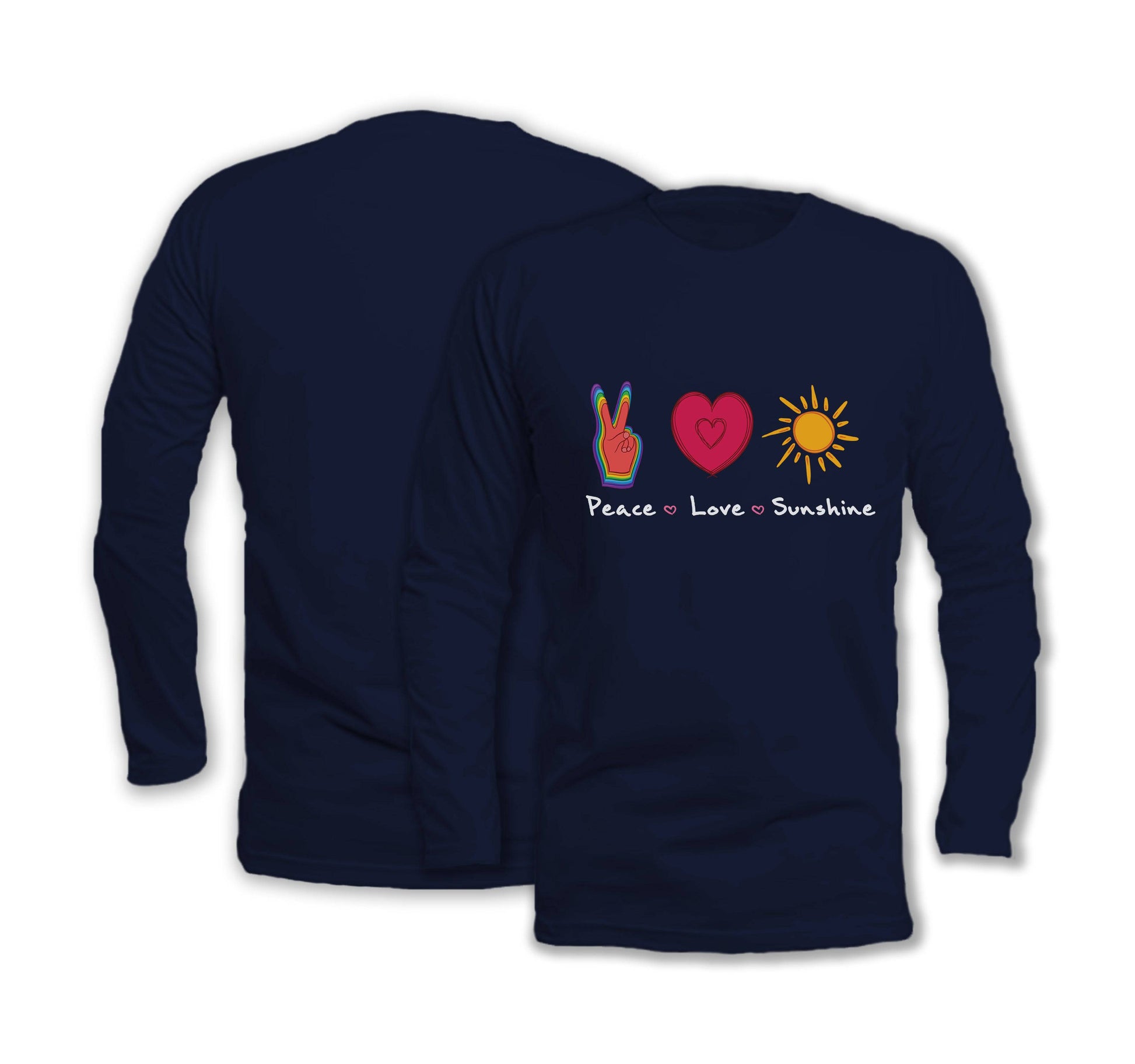 Peace Love & Sunshine - Long Sleeve Organic Cotton T-Shirt - One Choice Apparel