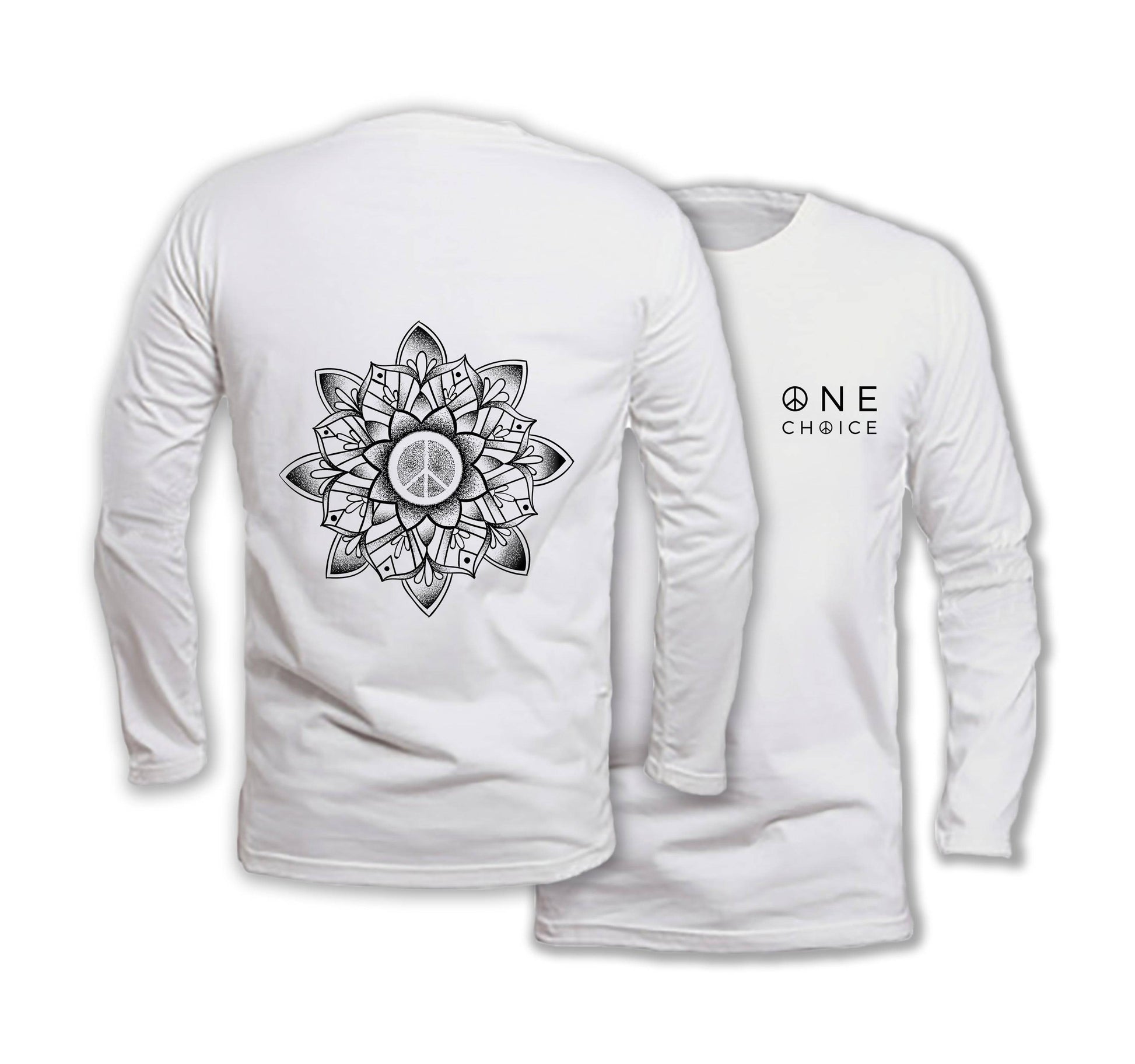 Peace Mandala Long Sleeve Organic Cotton T-Shirt - One Choice Apparel