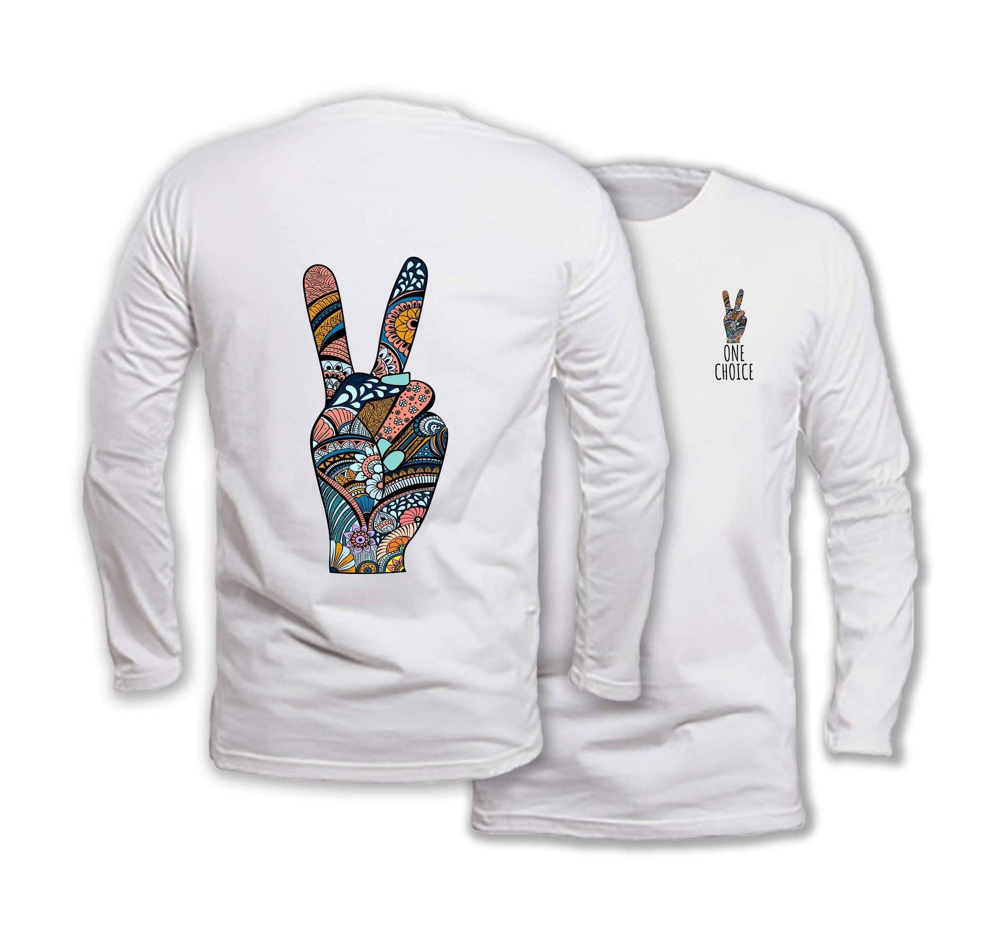 Peace Sign - Long Sleeve Organic Cotton T-Shirt - One Choice Apparel