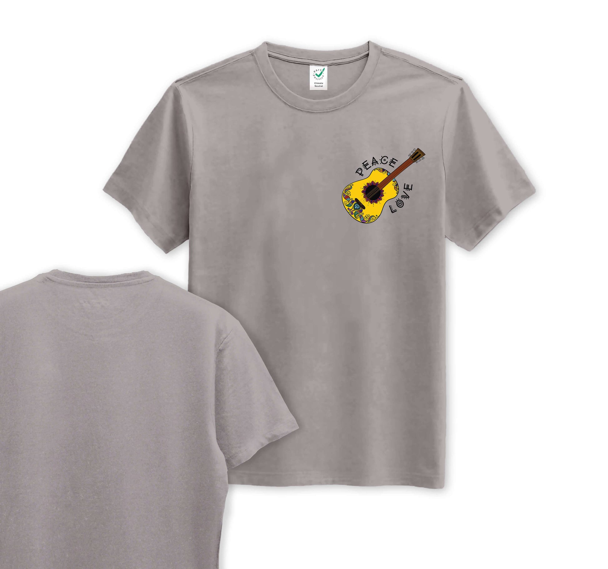 Peaceful Guitar - Pocket Print - Organic Cotton Tee - One Choice Apparel