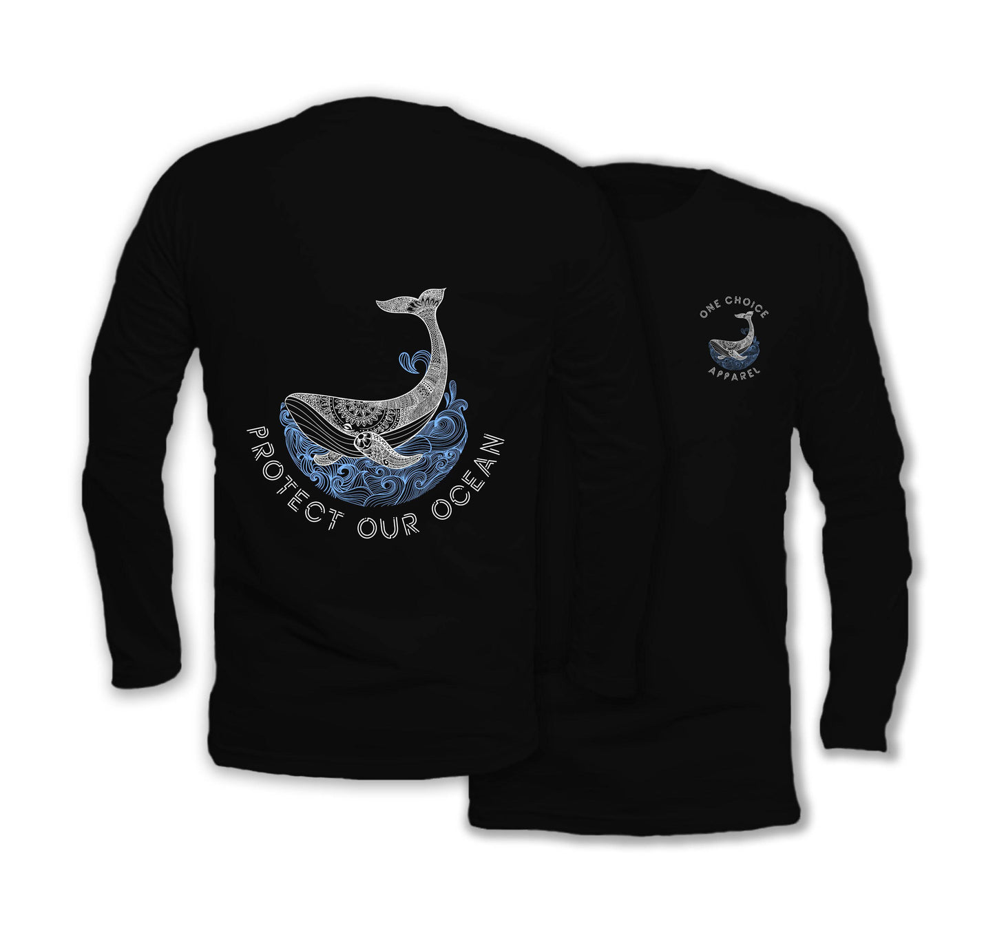 Protect Our Ocean - Long Sleeve Organic Cotton T-Shirt - One Choice Apparel