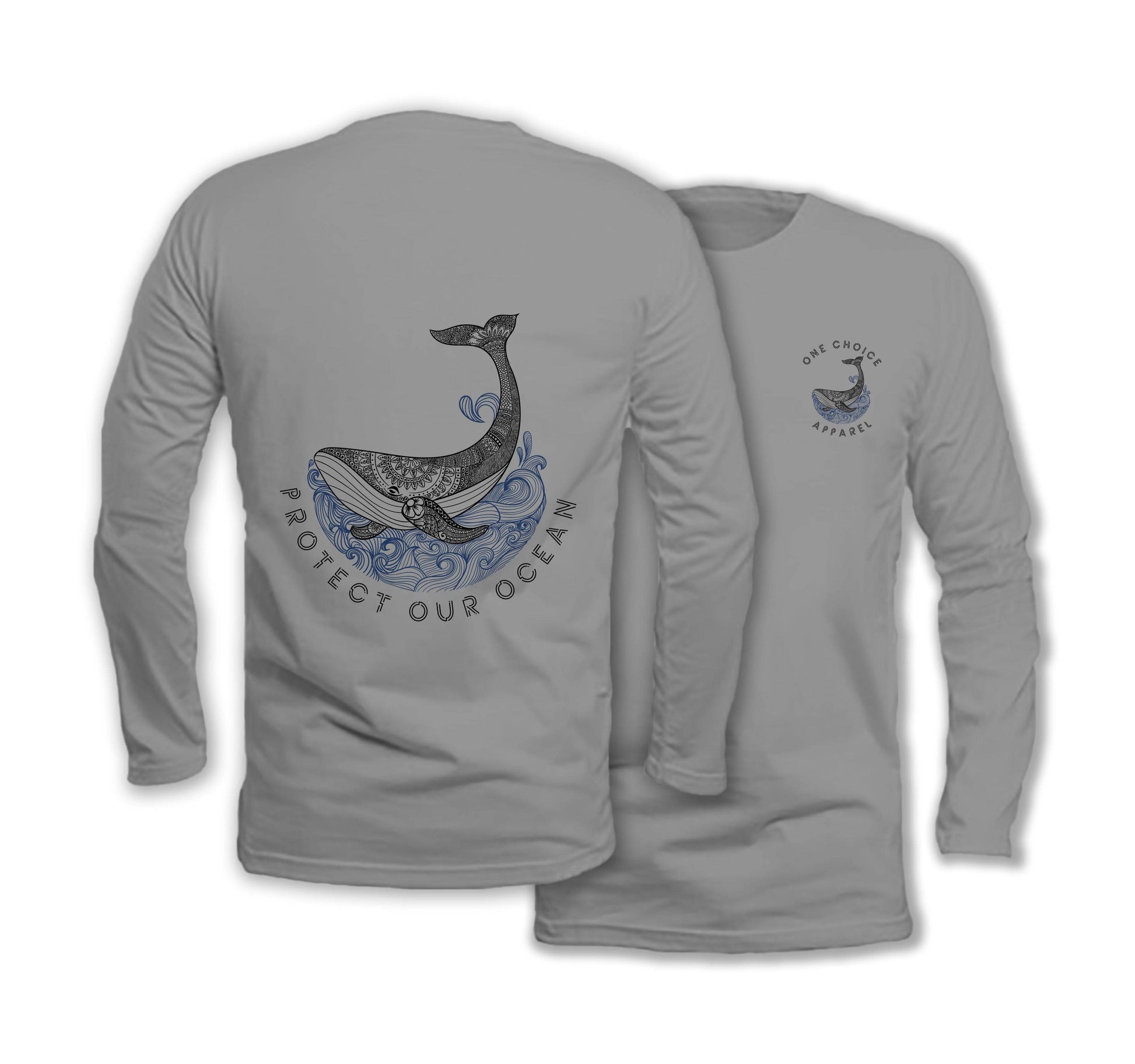 Protect Our Ocean - Long Sleeve Organic Cotton T-Shirt - One Choice Apparel