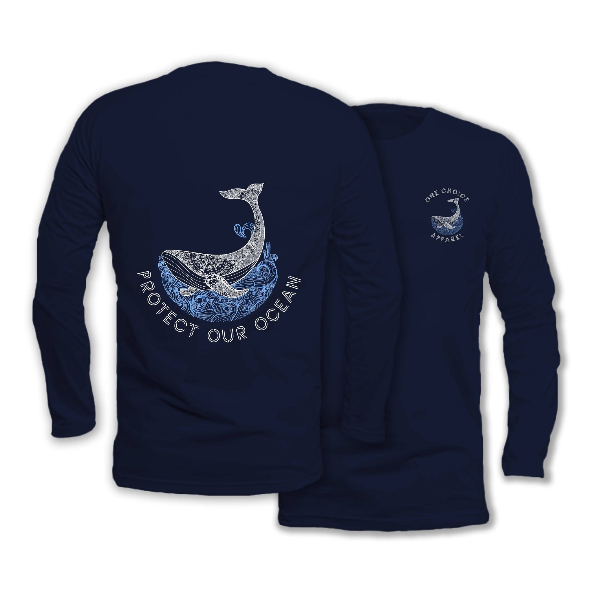 Protect Our Ocean - Long Sleeve Organic Cotton T-Shirt - One Choice Apparel