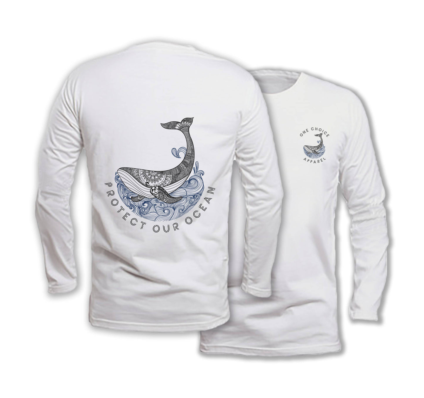 Protect Our Ocean - Long Sleeve Organic Cotton T-Shirt - One Choice Apparel