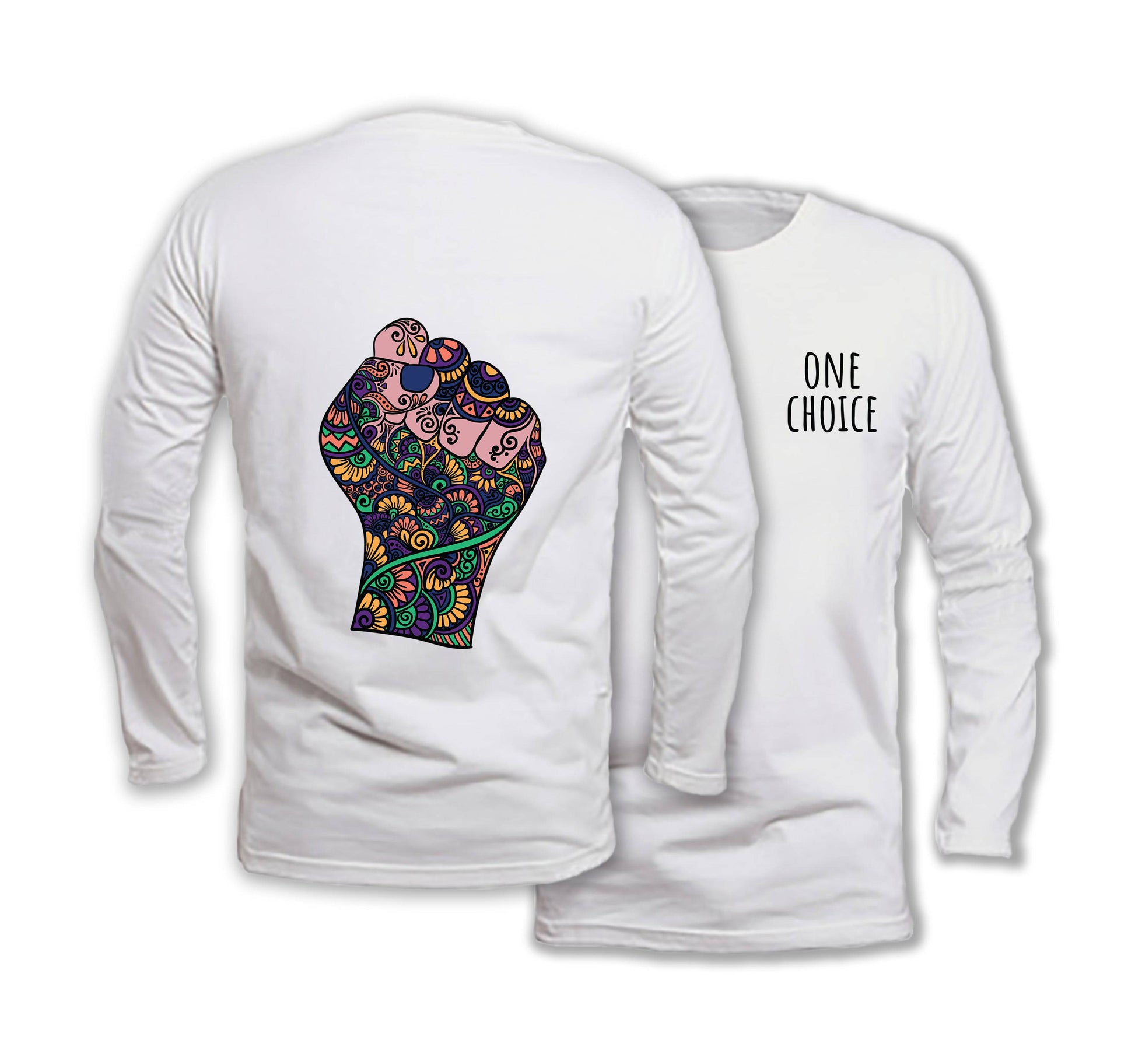 Raised Fist - Long Sleeve Organic Cotton T-Shirt - One Choice Apparel