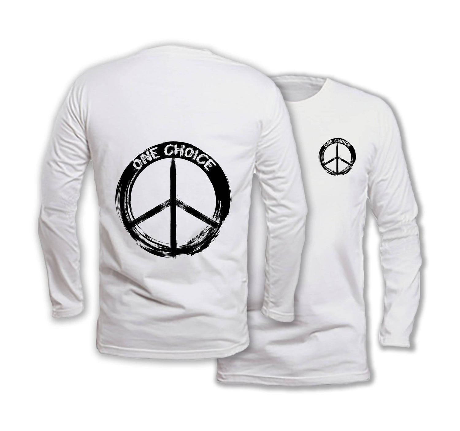 Round Peace Sign - Long Sleeve Organic Cotton T-Shirt - One Choice Apparel