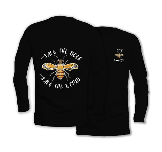 Save The Bees - Long Sleeve Organic Cotton T-Shirt - One Choice Apparel