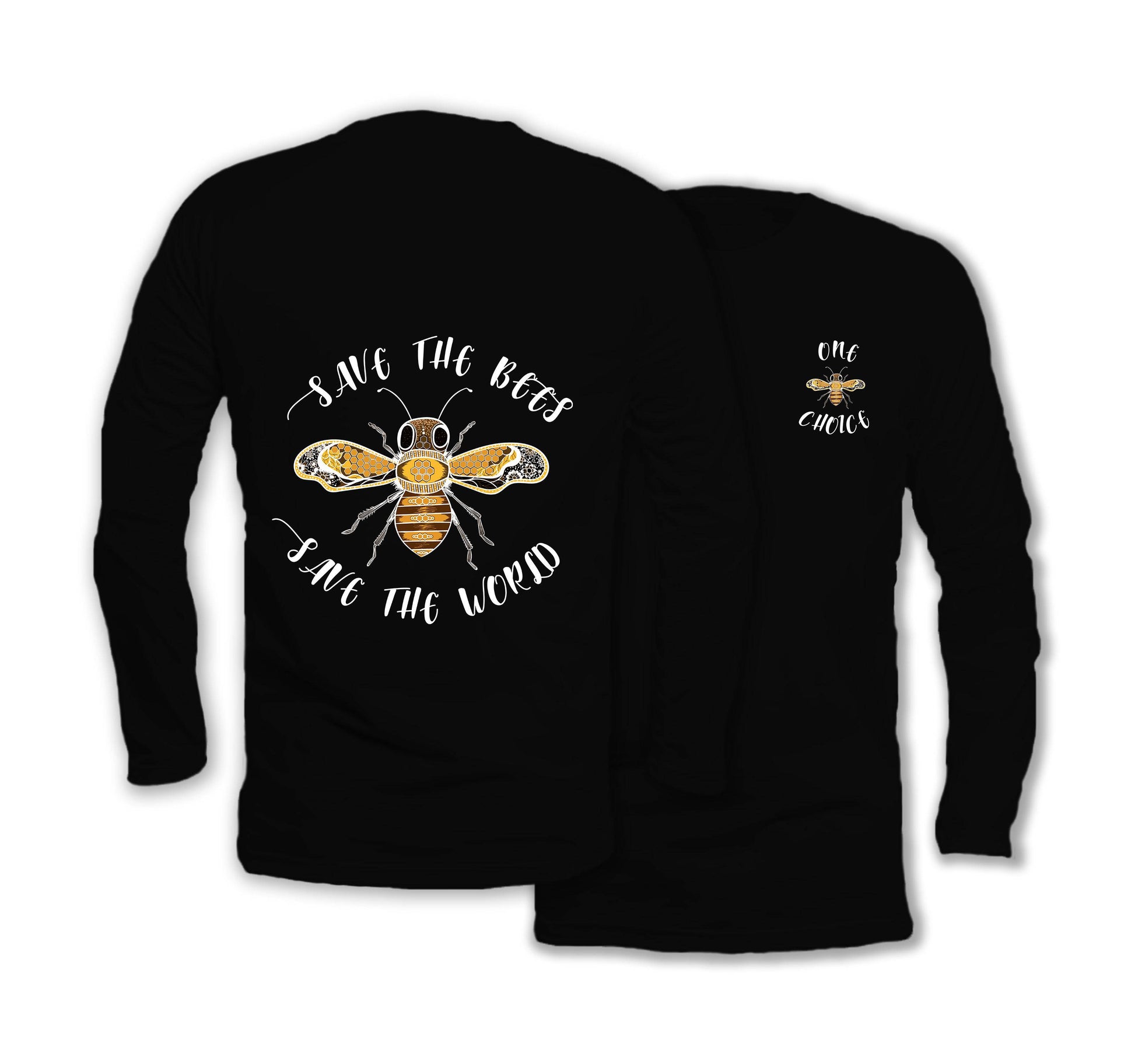 Save The Bees - Long Sleeve Organic Cotton T-Shirt - One Choice Apparel