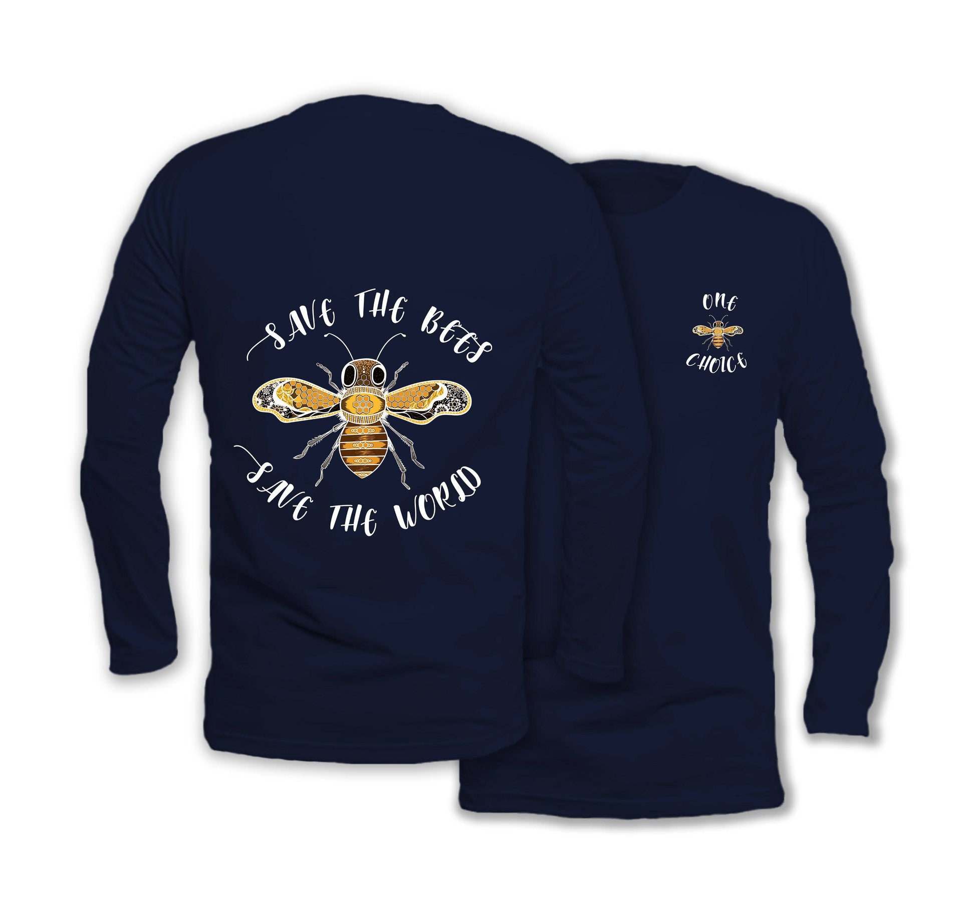 Save The Bees - Long Sleeve Organic Cotton T-Shirt - One Choice Apparel